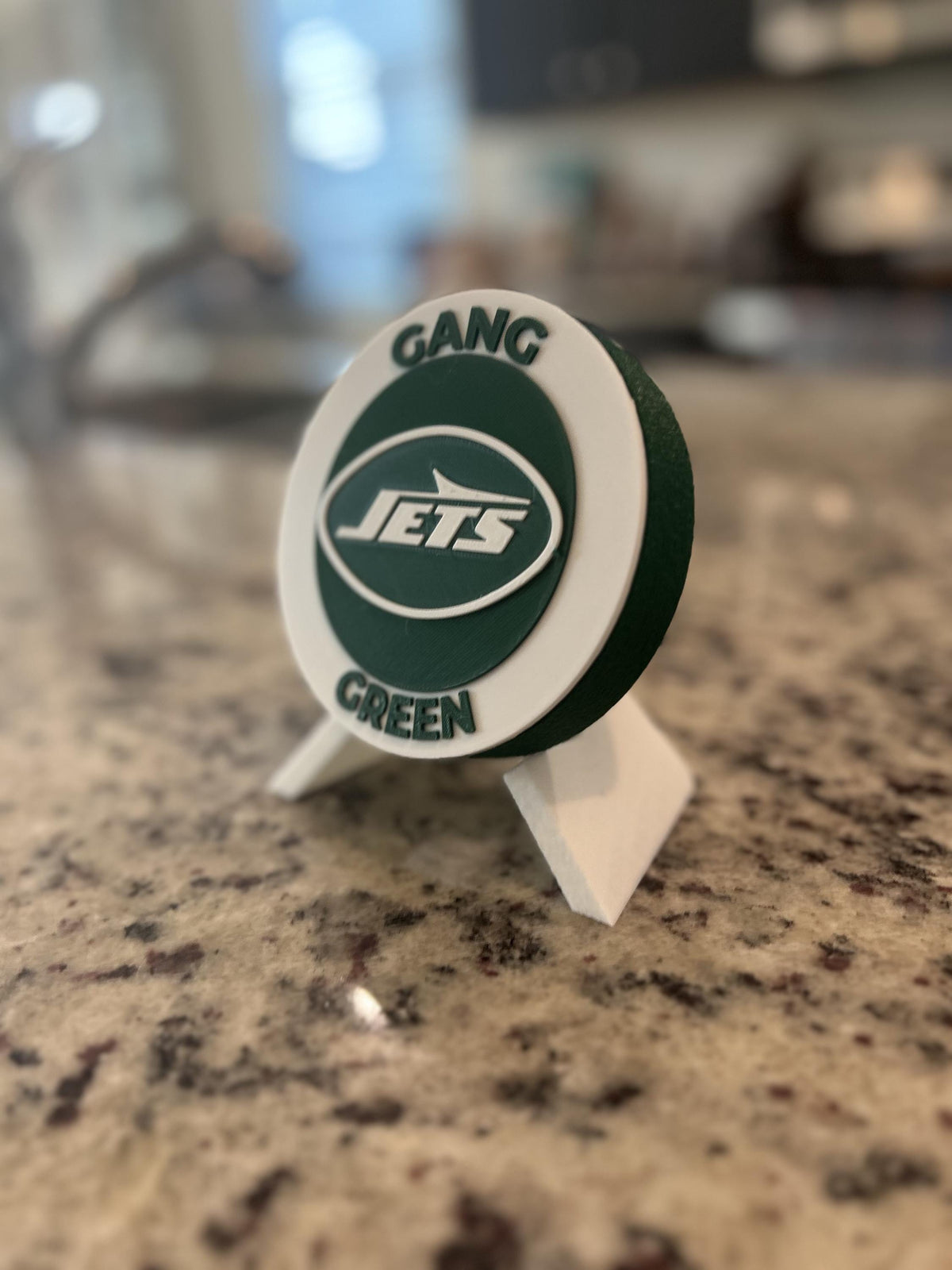 New York Jets 3D printed Gang Green display medallion with stand and hidden stash boxNFL fan gift made in USA