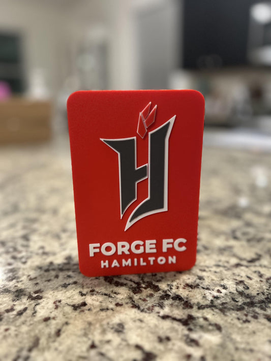 Forge FC 3D printed display box with hidden stash compartment, Hamilton Canadian Premier League soccer fan gift, made in USA