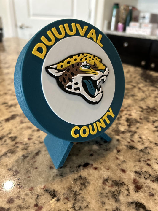 Jacksonville Jaguars 3D printed round display medallion with stand and hidden stash boxDuuuval County NFL fan gift, made in USA
