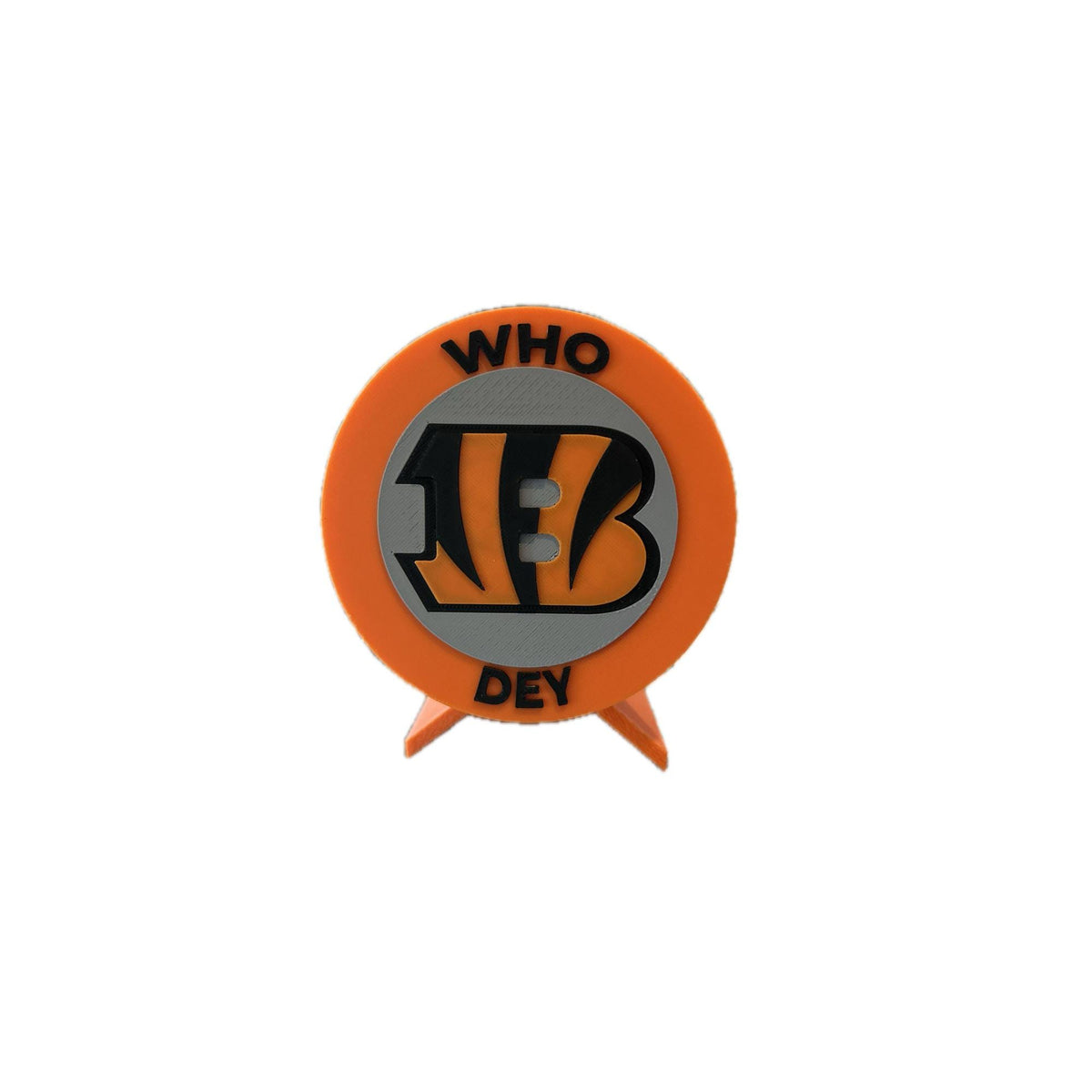 Cincinnati Bengals 3D printed round display medallion with stand and hidden stash boxWho Dey NFL fan gift, made in USA