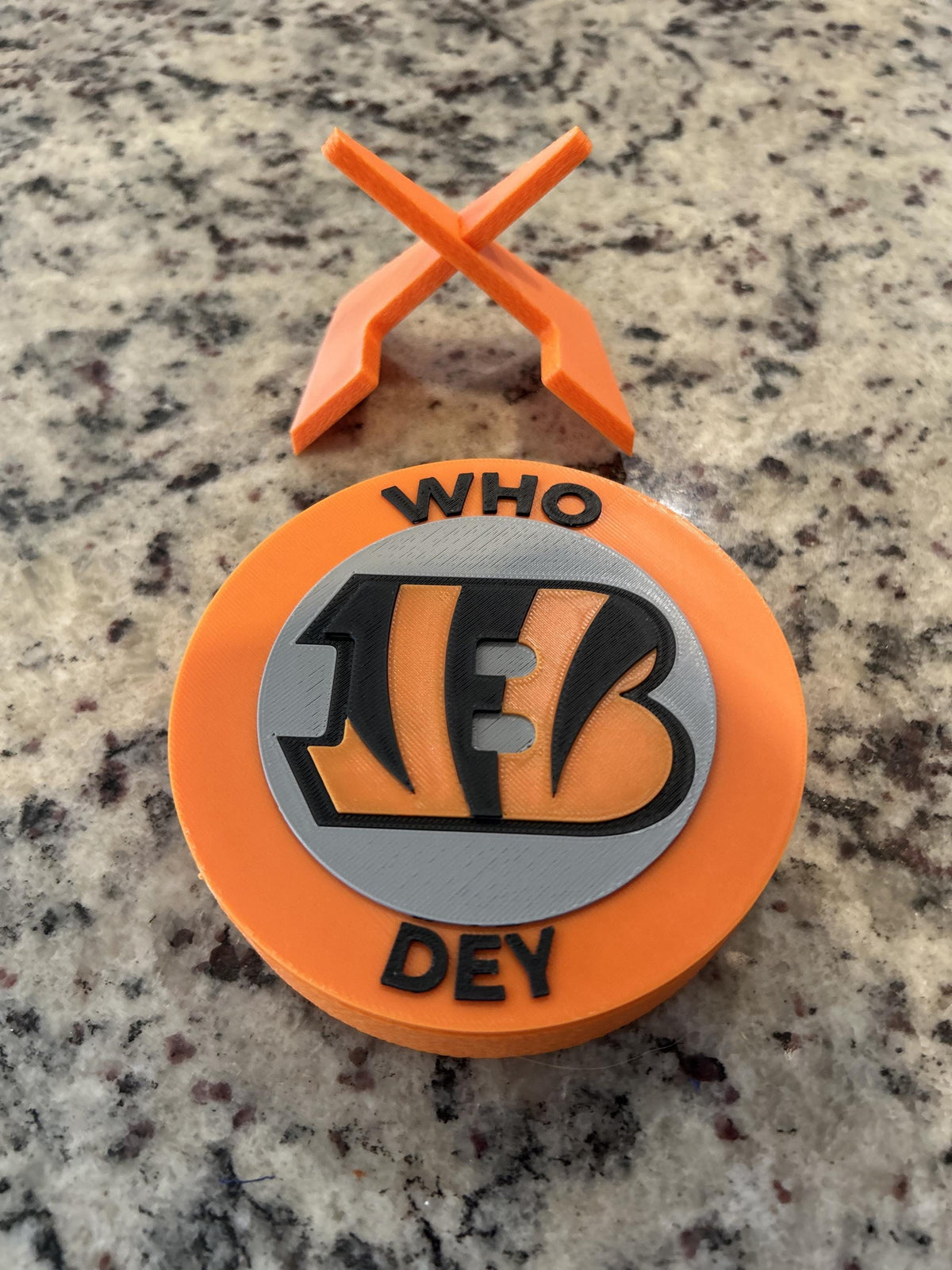 Cincinnati Bengals 3D printed round display medallion with stand and hidden stash boxWho Dey NFL fan gift, made in USA