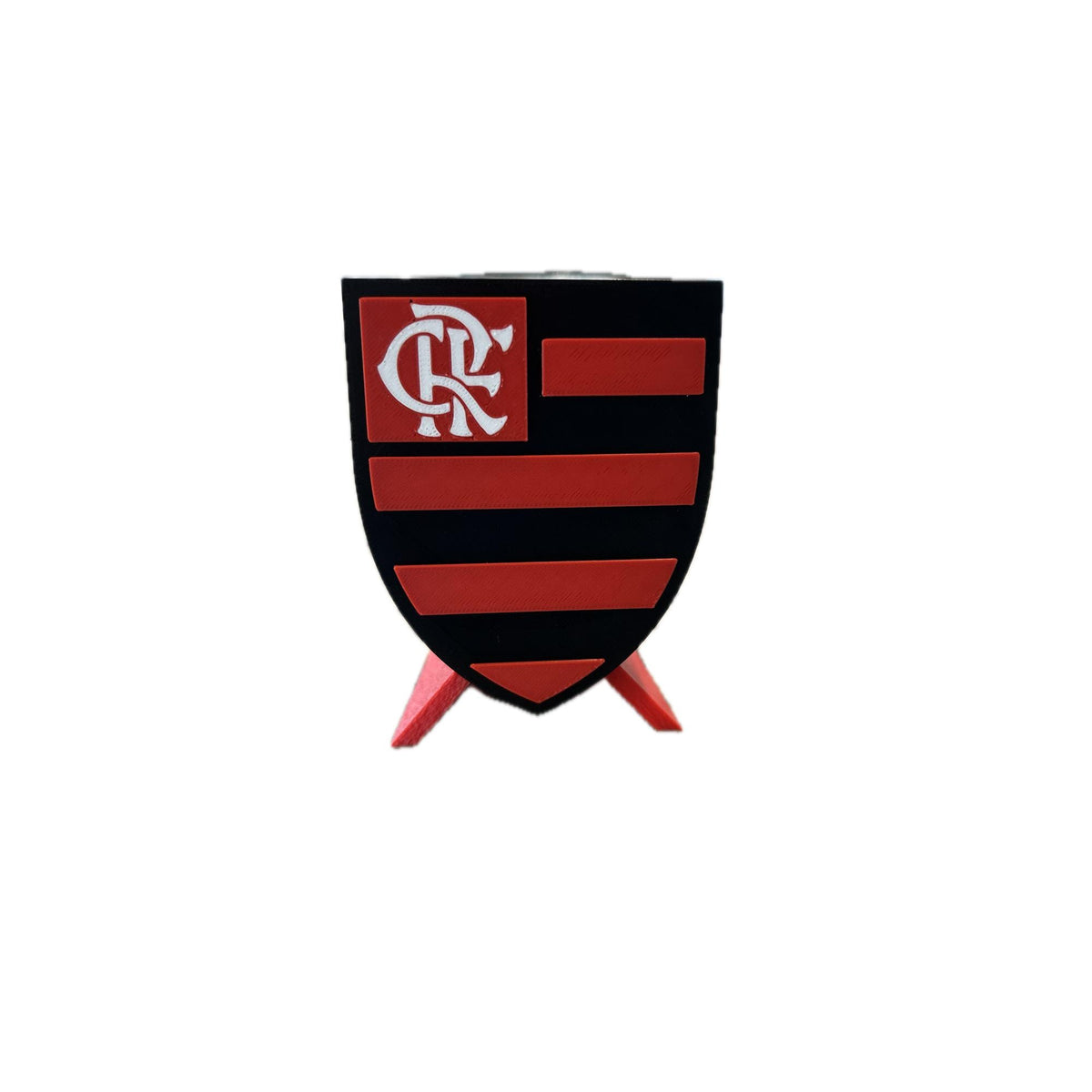 Flamengo 3D printed escudo shield display with stand and hidden stash box, presente torcedor rubro-negro, Brazilian soccer fan gift made in USA