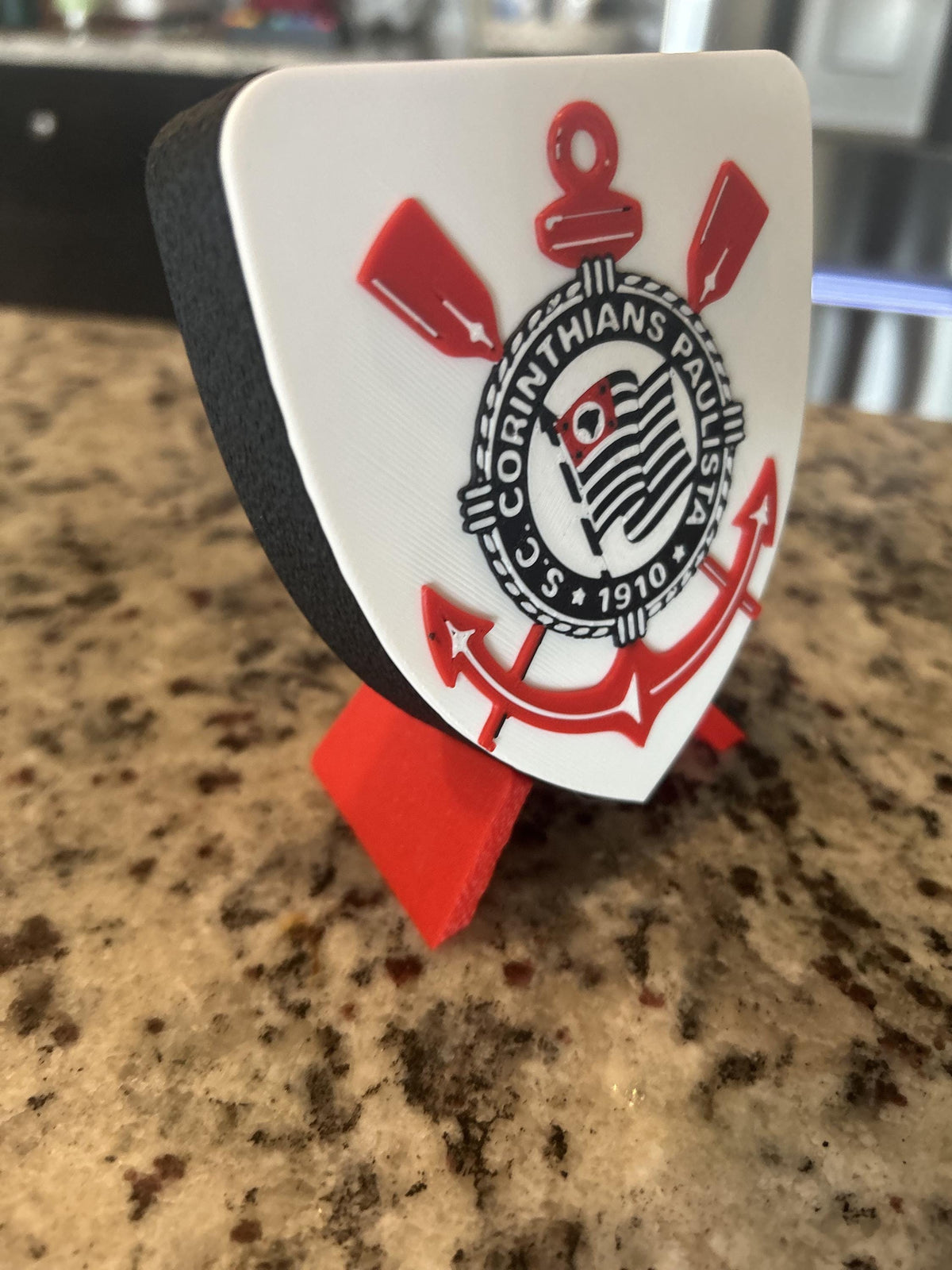 Corinthians 3D printed escudo shield display with stand and hidden stash box, presente torcedor do Timao, Brazilian soccer fan gift made in USA