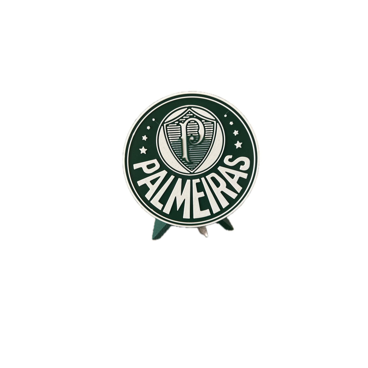 Palmeiras 3D printed round display medallion with stand and hidden stash box, presente torcedor Verdao, Brazilian soccer fan gift made in USA