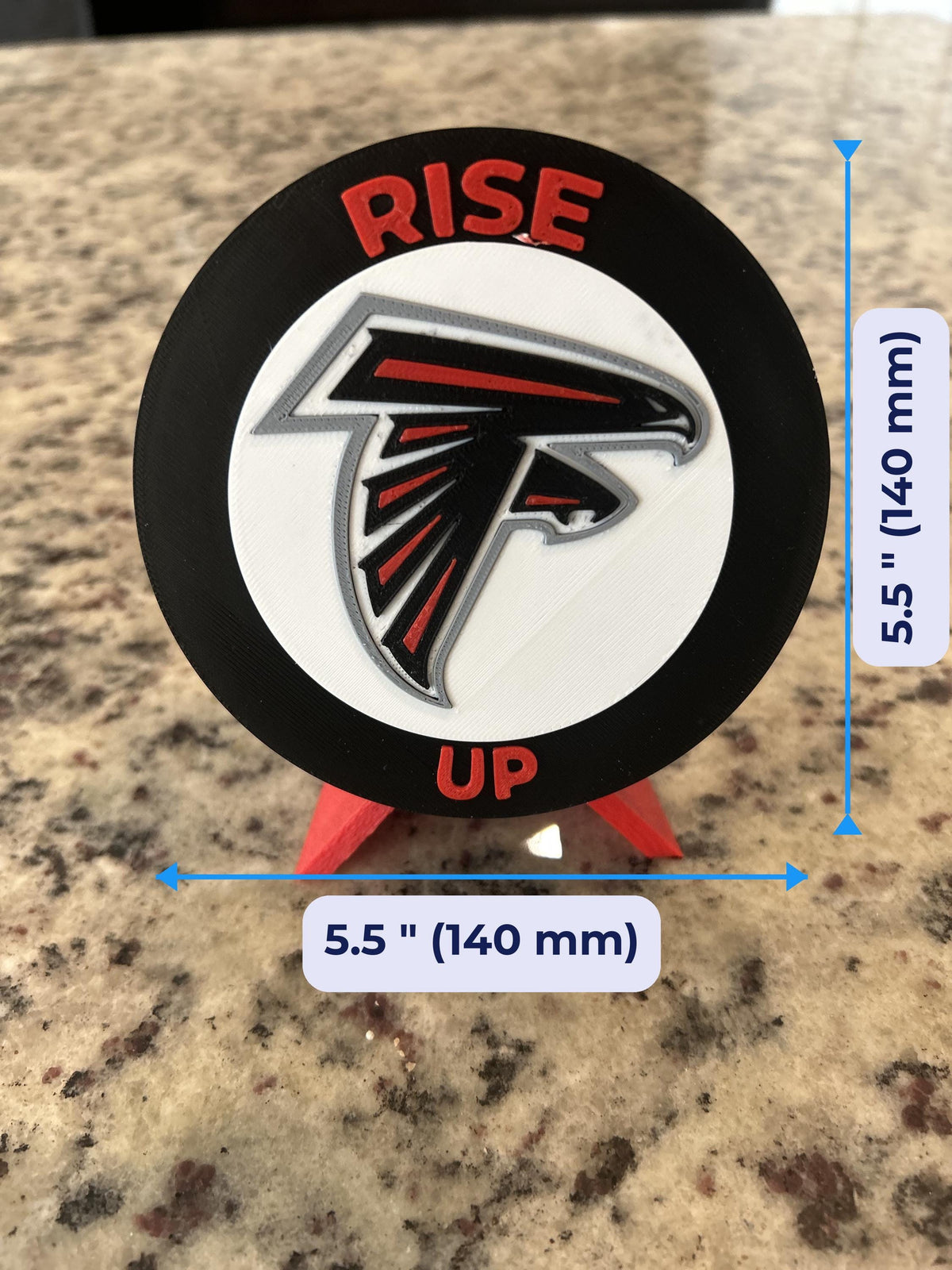 Atlanta Falcons 3D display size chart, approx 5.5 inch round medallion, fan gift