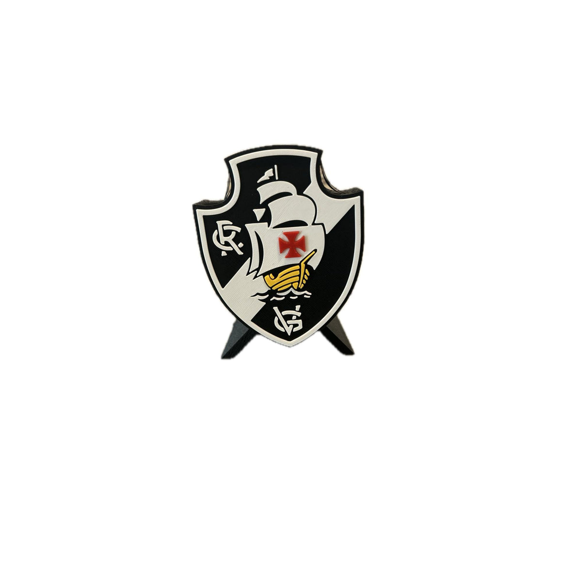 Vasco da Gama 3D printed escudo shield display with stand and hidden stash box, presente torcedor Cruzmaltino, Brazilian soccer fan gift made in USA