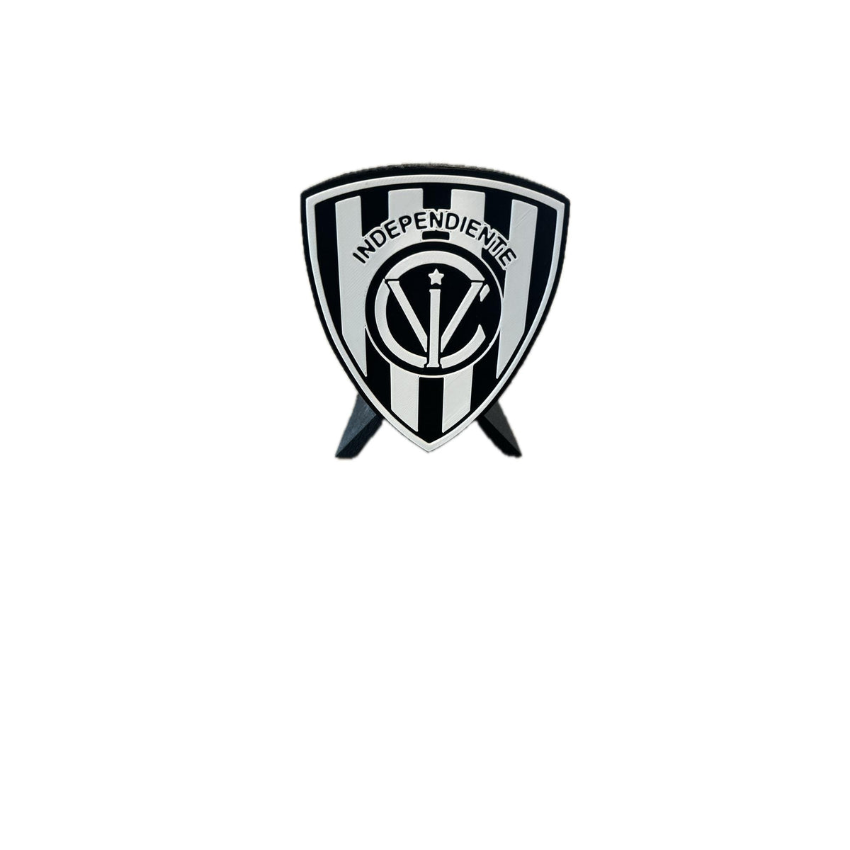 Independiente del Valle 3D printed escudo shield display with stand and hidden stash box, regalo hincha rayado negriazul, Ecuadorian soccer fan gift made in USA
