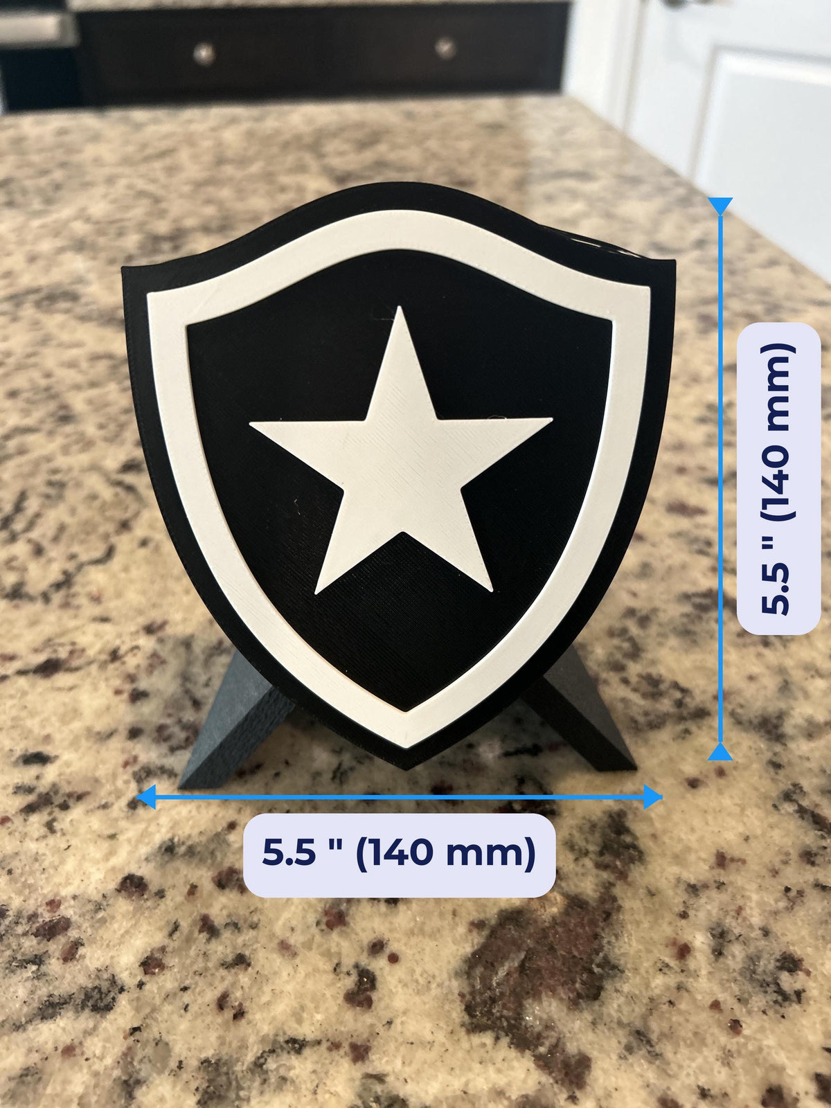 Botafogo 3D escudo display size chart, approx 5.5 inches, soccer fan gift