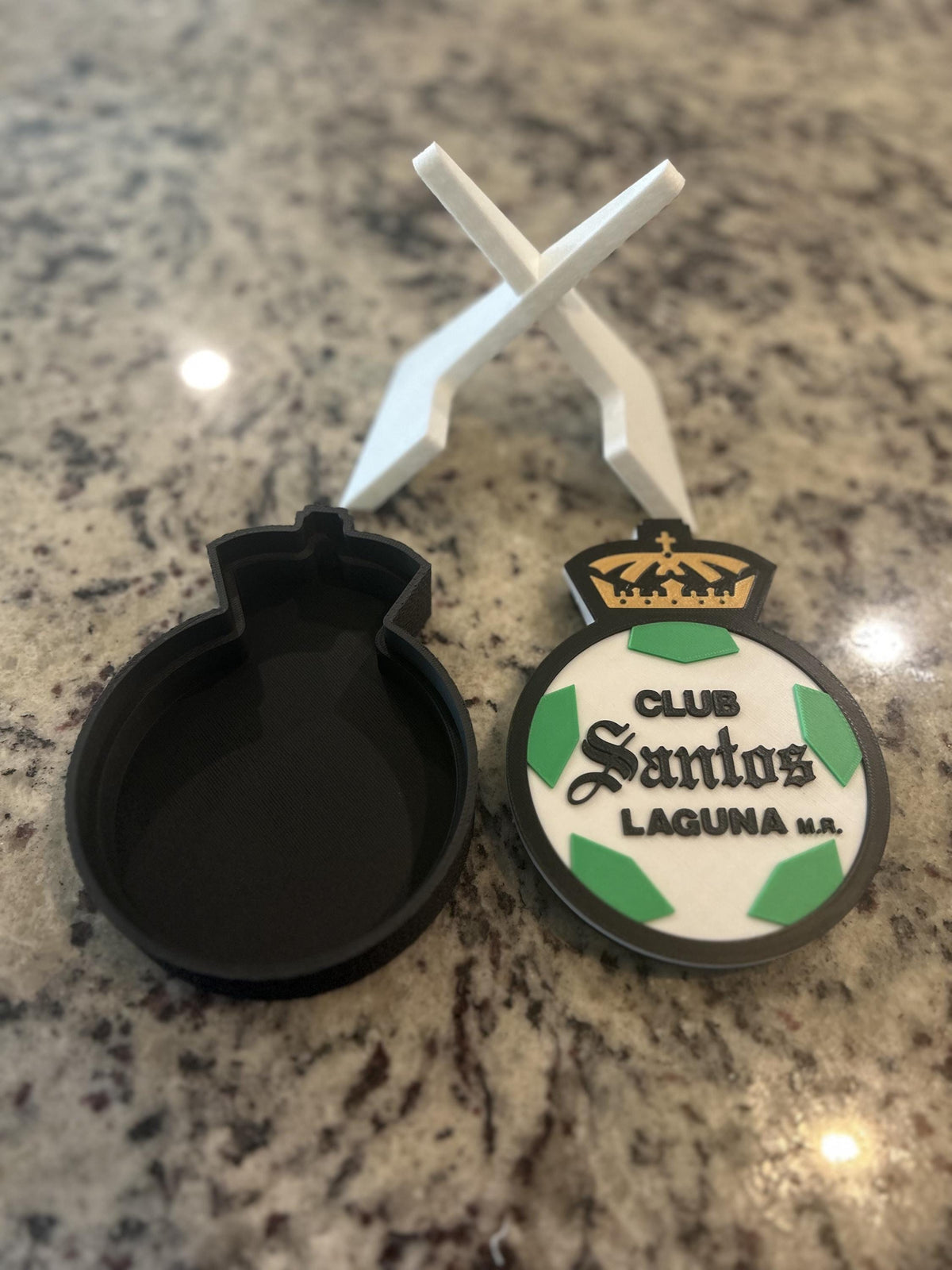 3D Printed Club Santos Laguna Crest Display Box | Liga MX Fan Decor, Stash Box