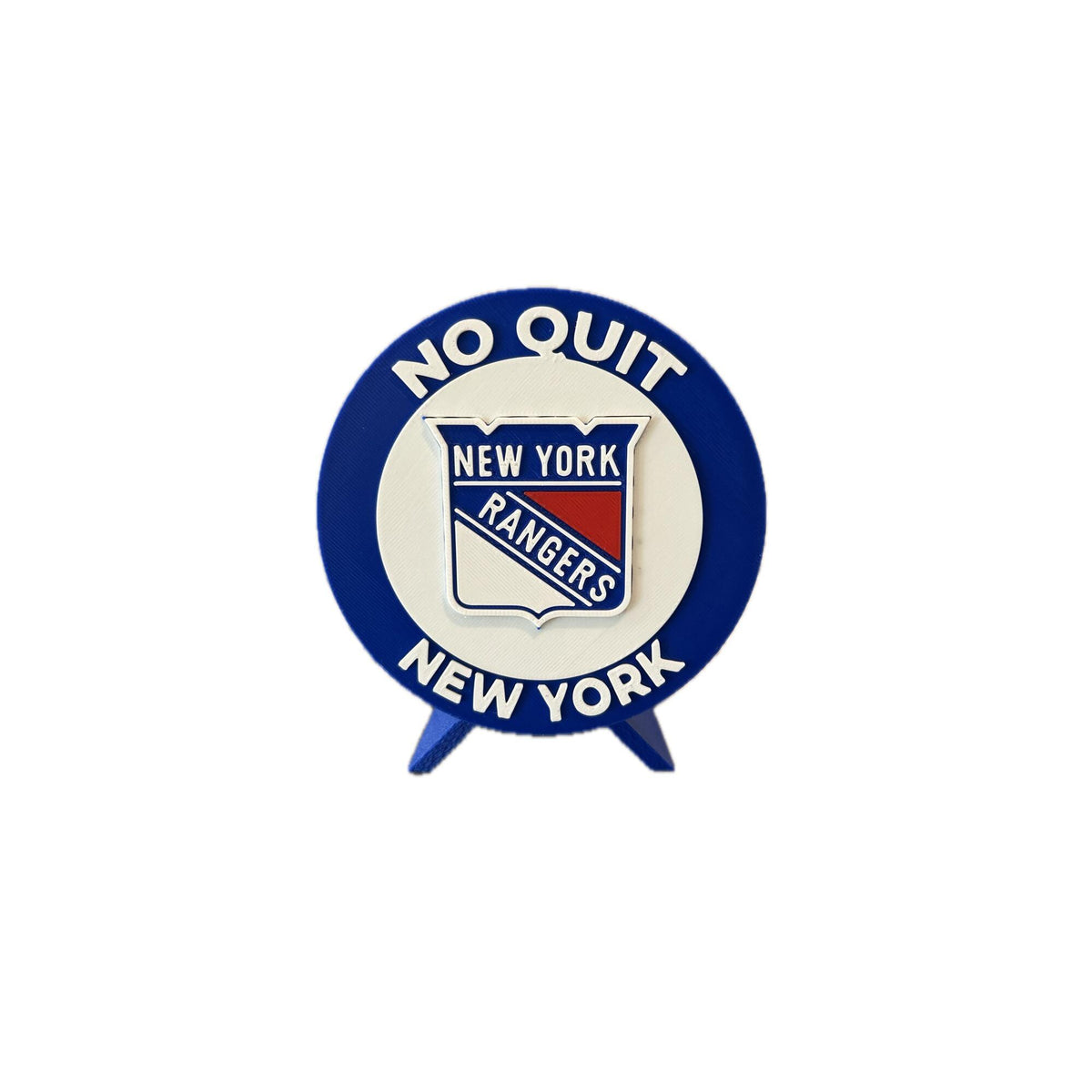 New York Rangers 3D printed round display medallion with stand and hidden stash boxRangers NHL hockey fan gift, made in USA