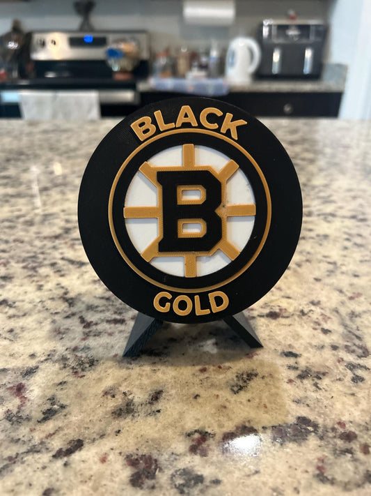 Boston Bruins Desk Display with Stand | 3D Printed NHL Hockey Fan Decor & Keepsake Box | Black and Gold Gift