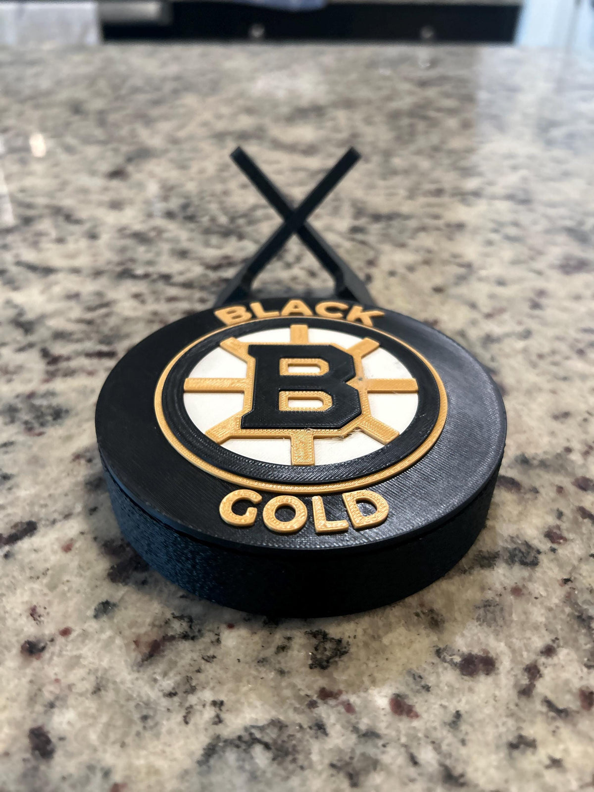Boston Bruins Desk Display with Stand | 3D Printed NHL Hockey Fan Decor & Keepsake Box | Black and Gold Gift