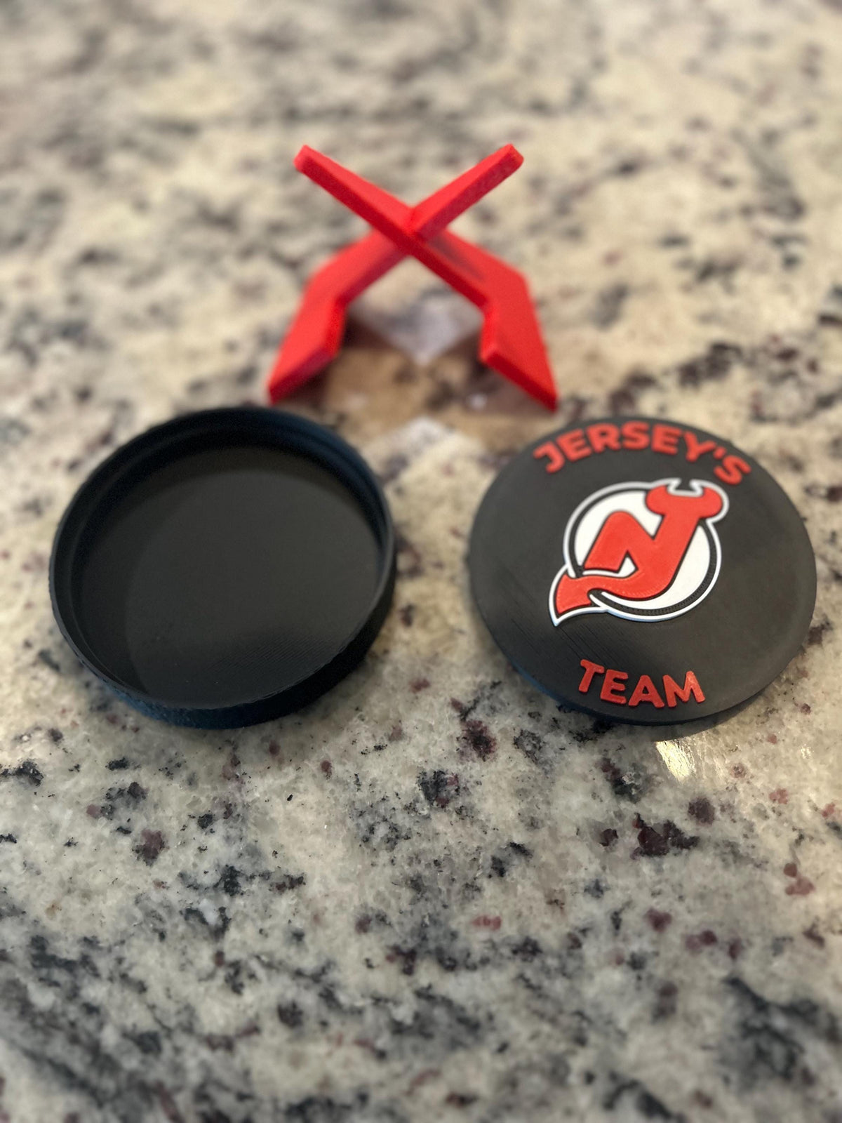 New Jersey Devils Personalized 3D Printed Crest Display | Hockey Fan Stash Box Keepsake