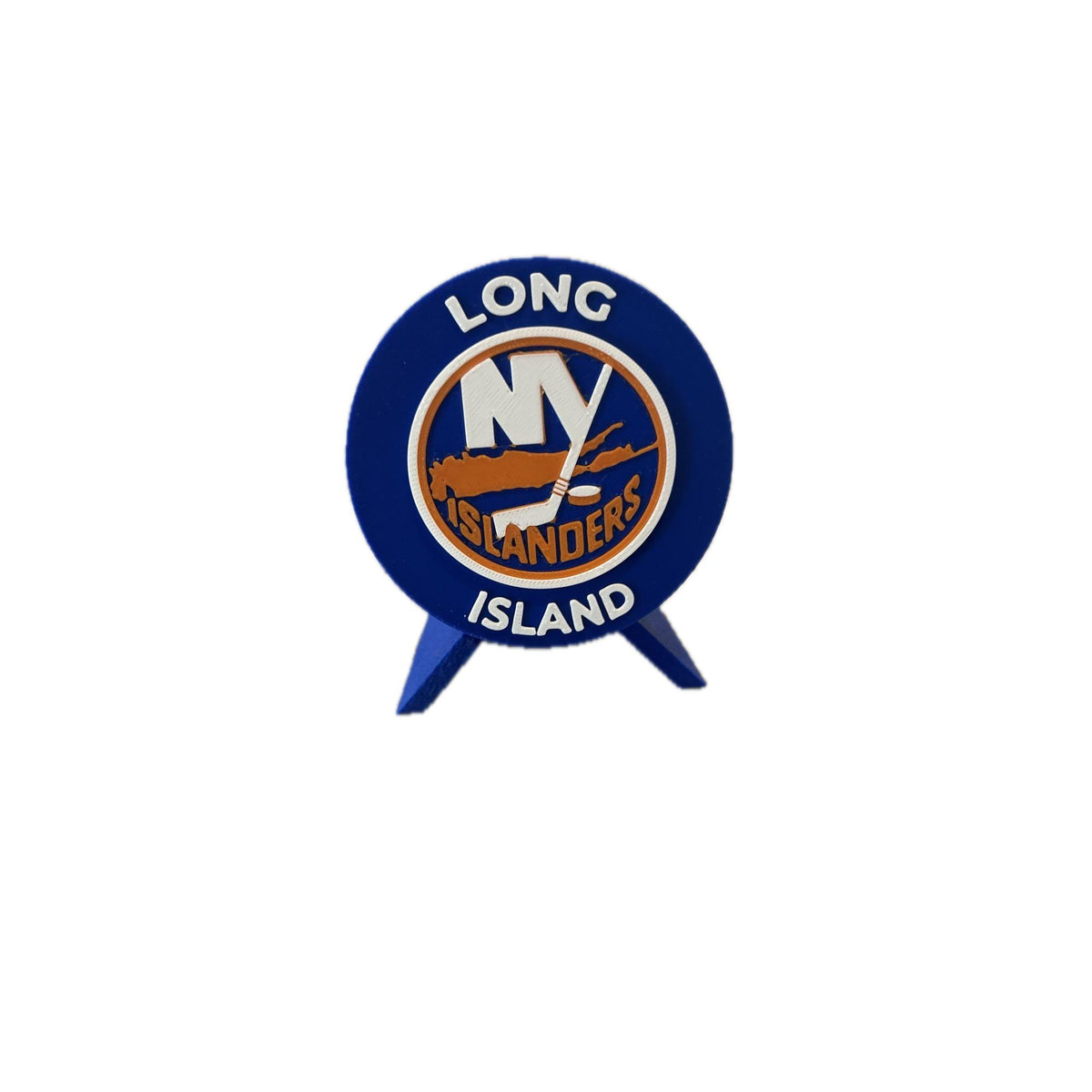 New York Islanders 3D printed round display medallion with stand and hidden stash boxfan gift, made in USA