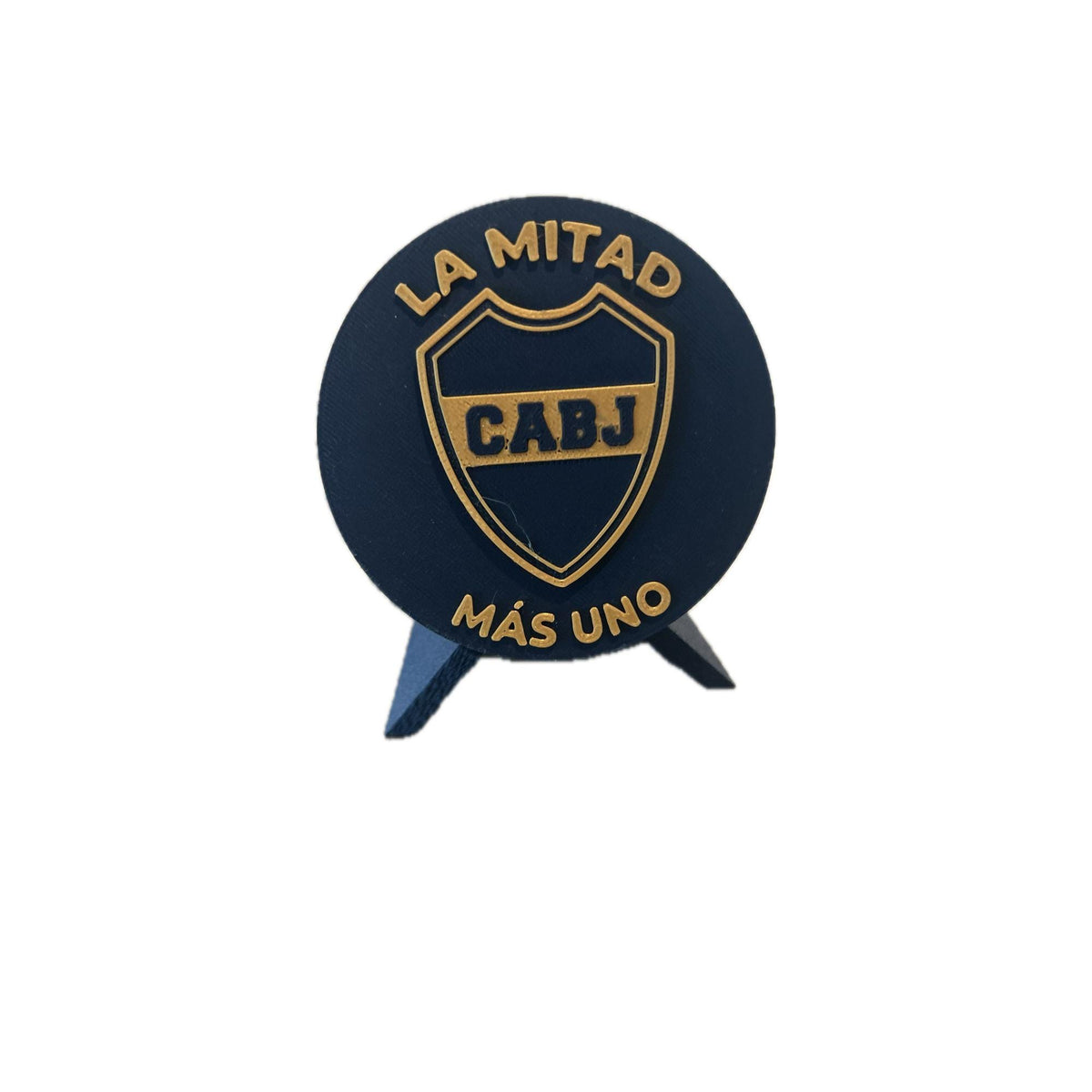 Boca Juniors 3D printed round display medallion with stand and hidden stash boxfan gift, made in USA
