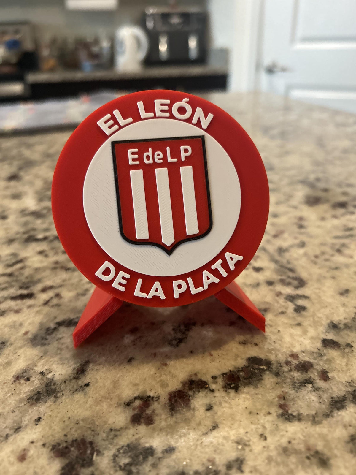 Estudiantes de La Plata 3D printed round display medallion with stand and hidden stash boxfan gift, made in USA