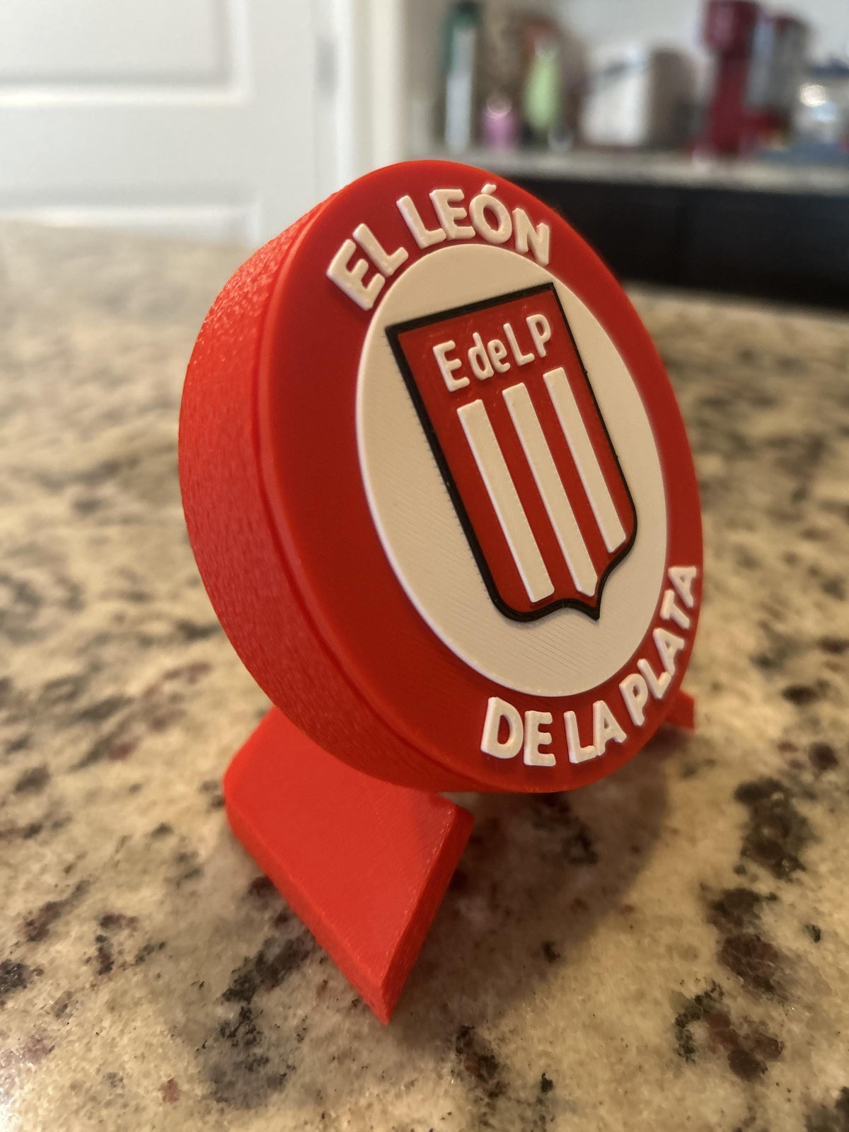 Estudiantes de La Plata 3D printed round display medallion with stand and hidden stash boxfan gift, made in USA