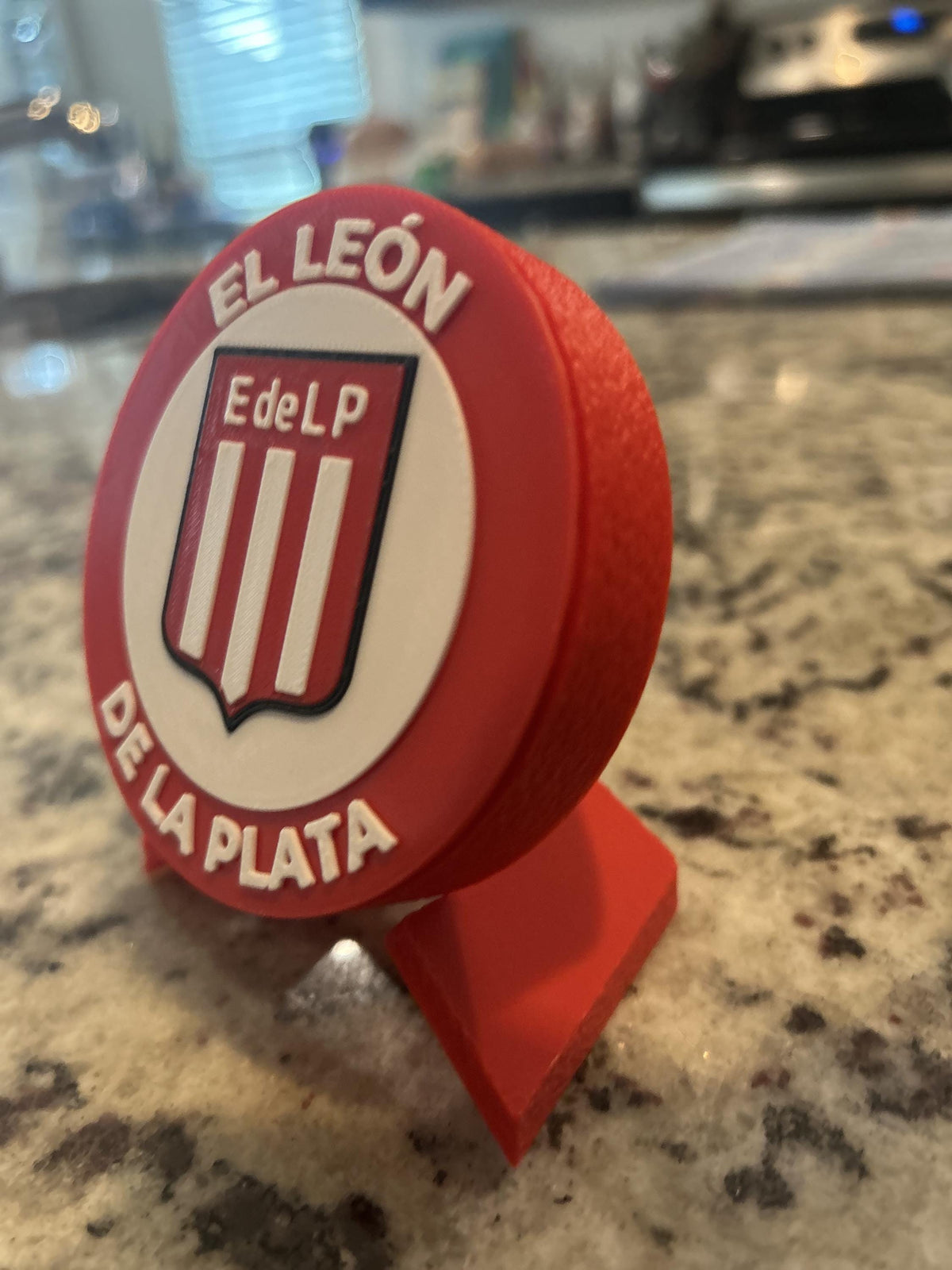 Estudiantes de La Plata 3D printed round display medallion with stand and hidden stash boxfan gift, made in USA
