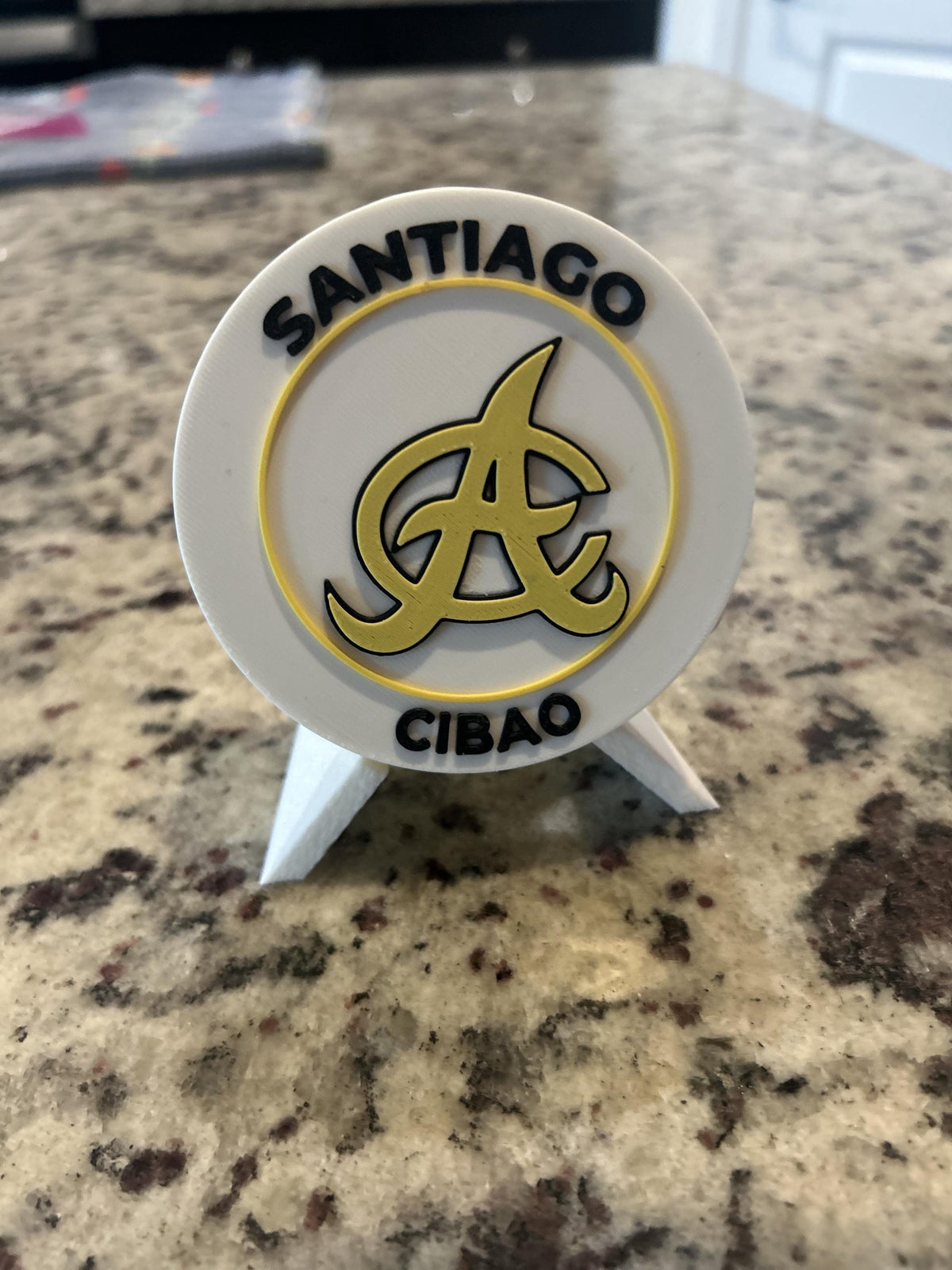 Aguilas Cibaenas 3D printed round display medallion with stand and hidden stash boxfan gift, made in USA