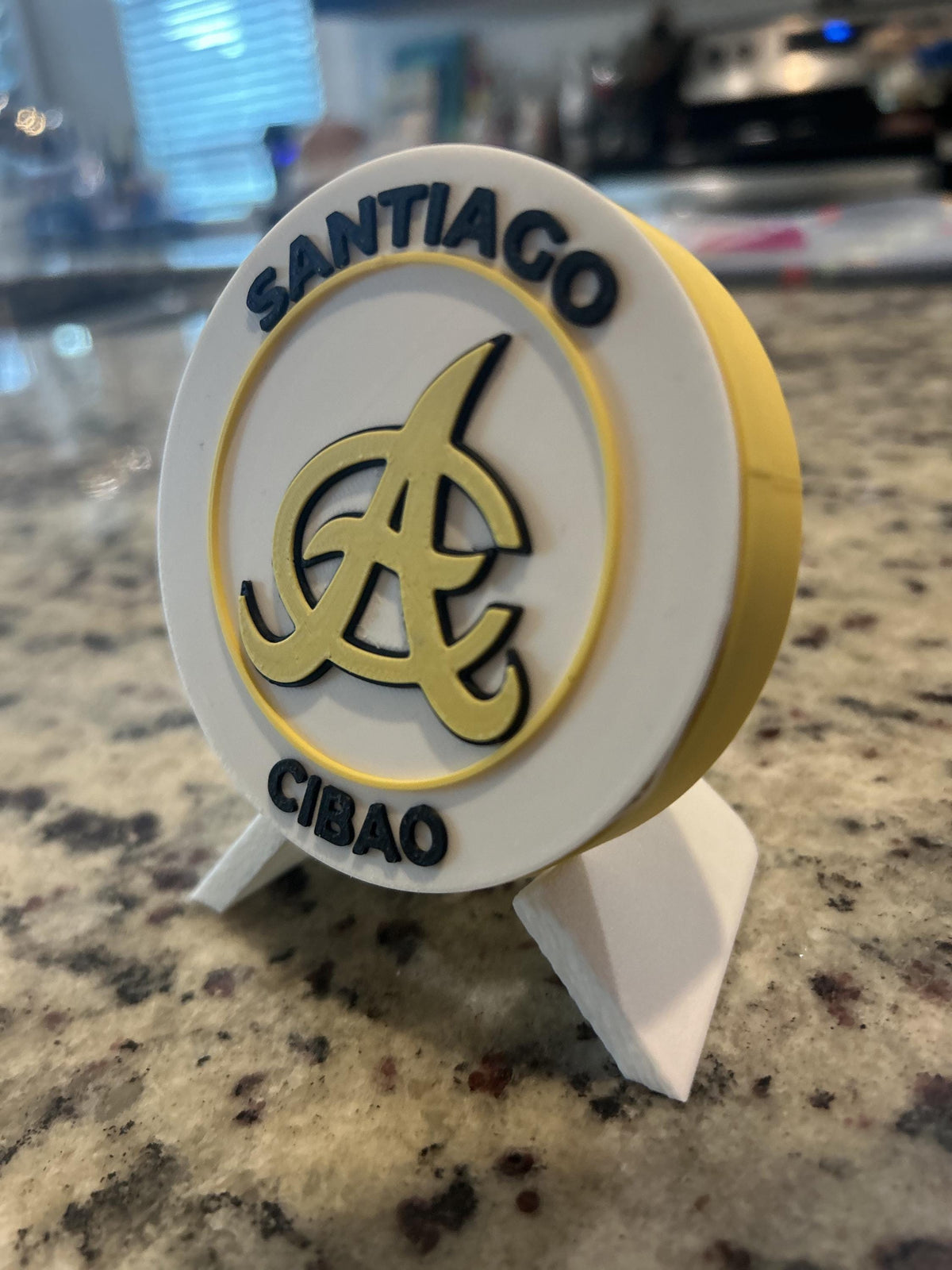 Aguilas Cibaenas 3D printed round display medallion with stand and hidden stash boxfan gift, made in USA
