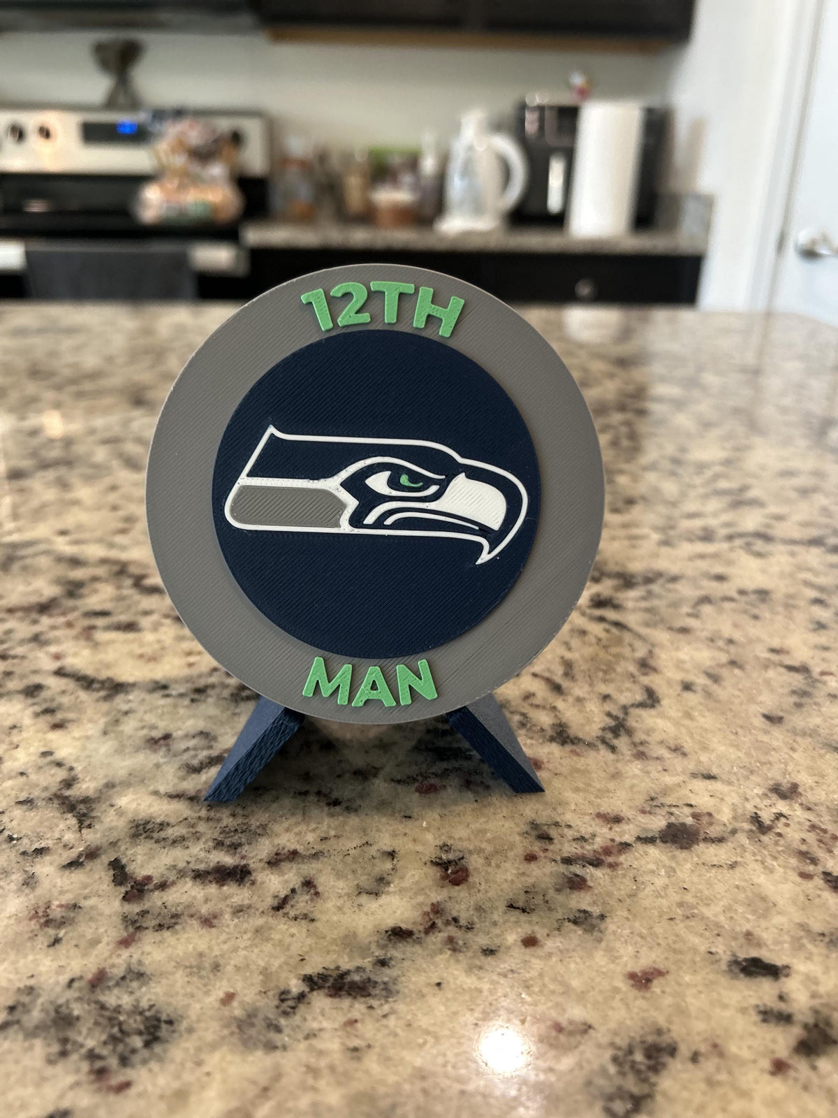 Seattle Seahawks 3D printed display medallion with stand and stash box12th Man fan gift, made in USA