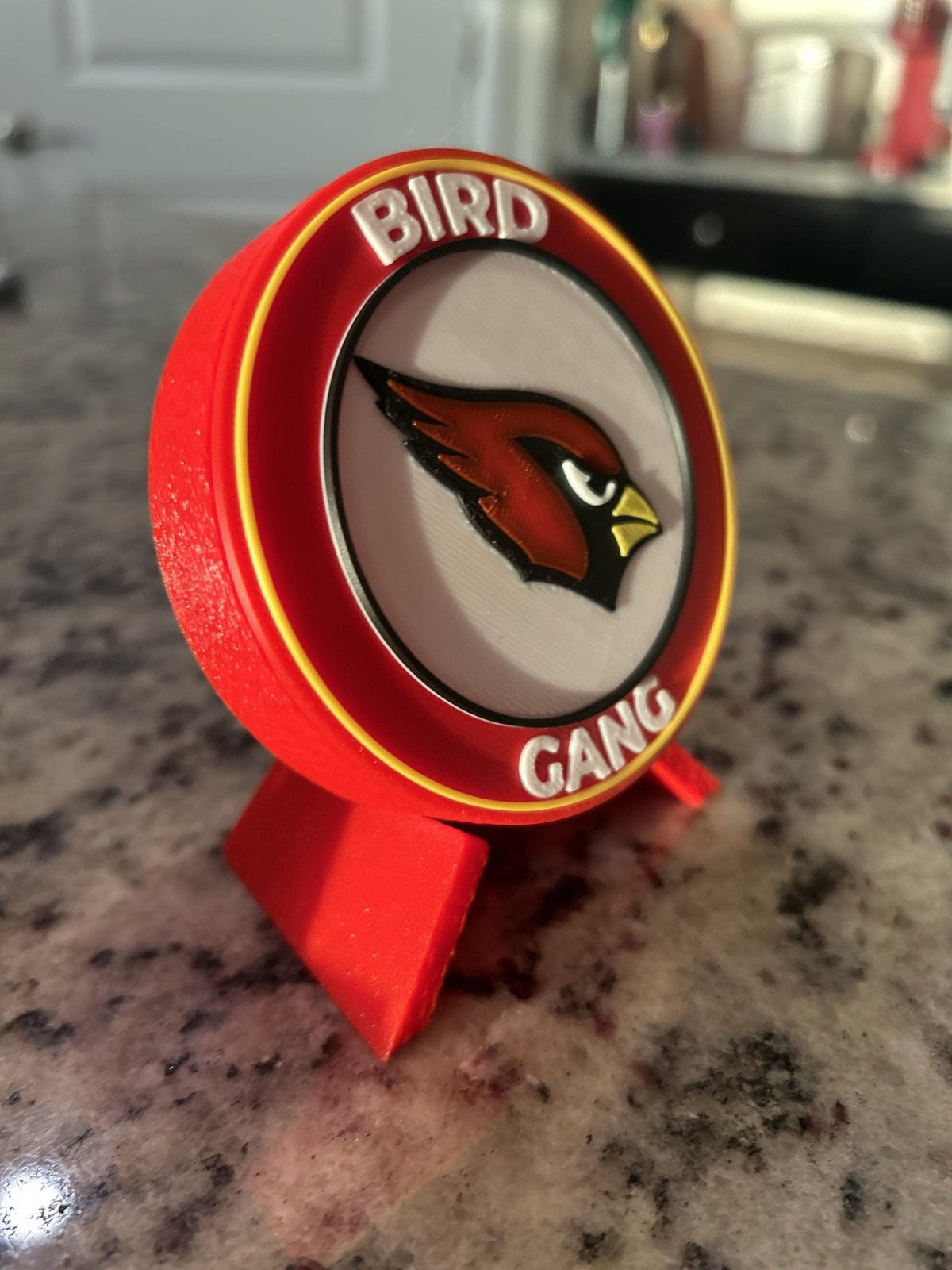 Arizona Cardinals 3D printed round display medallion with stand and hidden stash boxBird Gang NFL football fan gift, made in USA