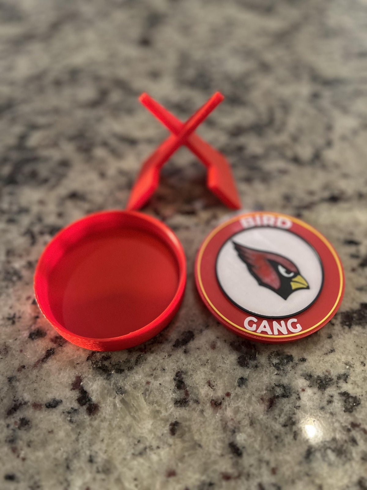 Arizona Cardinals 3D printed round display medallion with stand and hidden stash boxBird Gang NFL football fan gift, made in USA