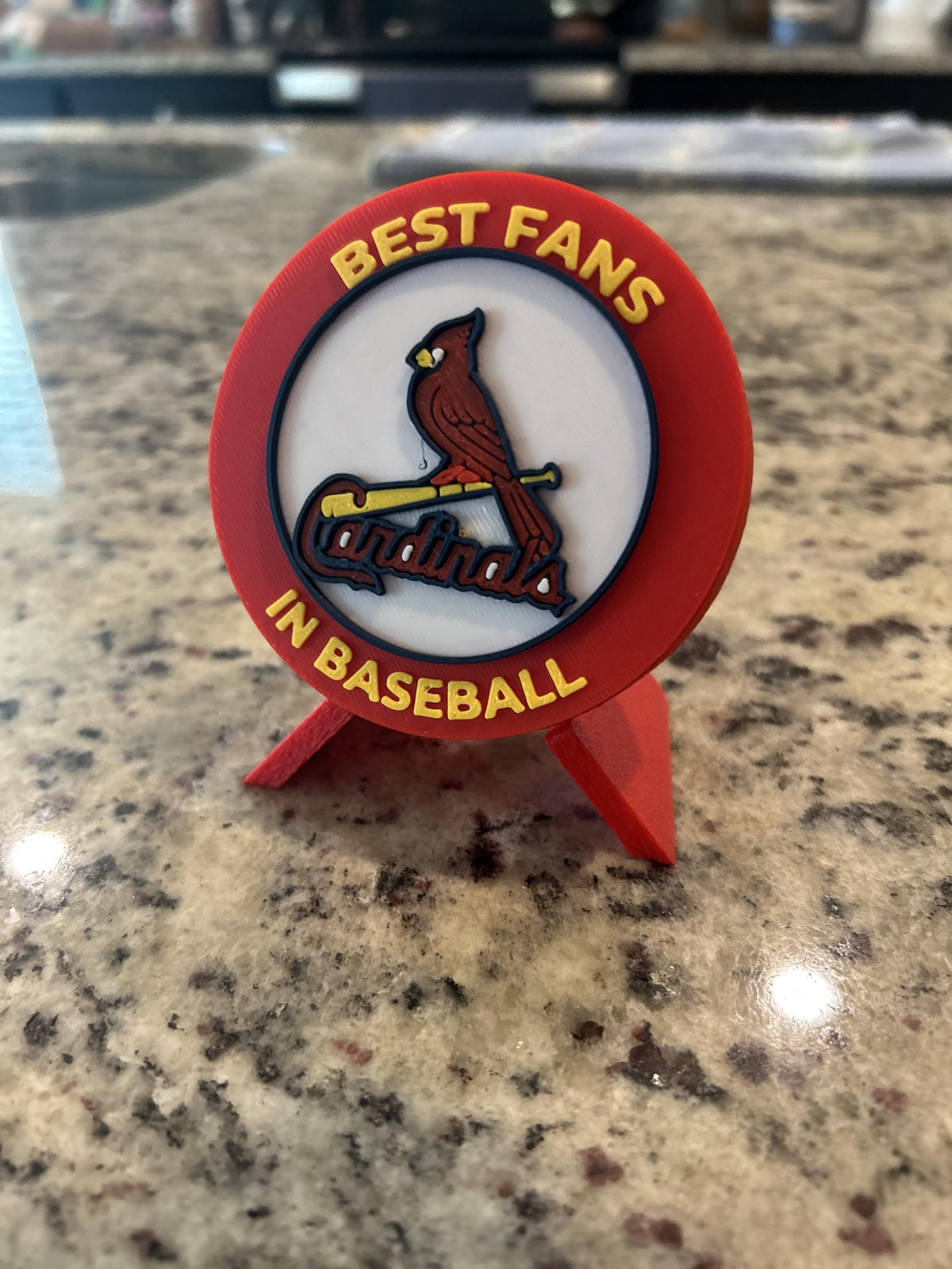 St Louis Cardinals 3D printed round display medallion with stand and hidden stash boxBest Fans in Baseball MLB fan gift, made in USA