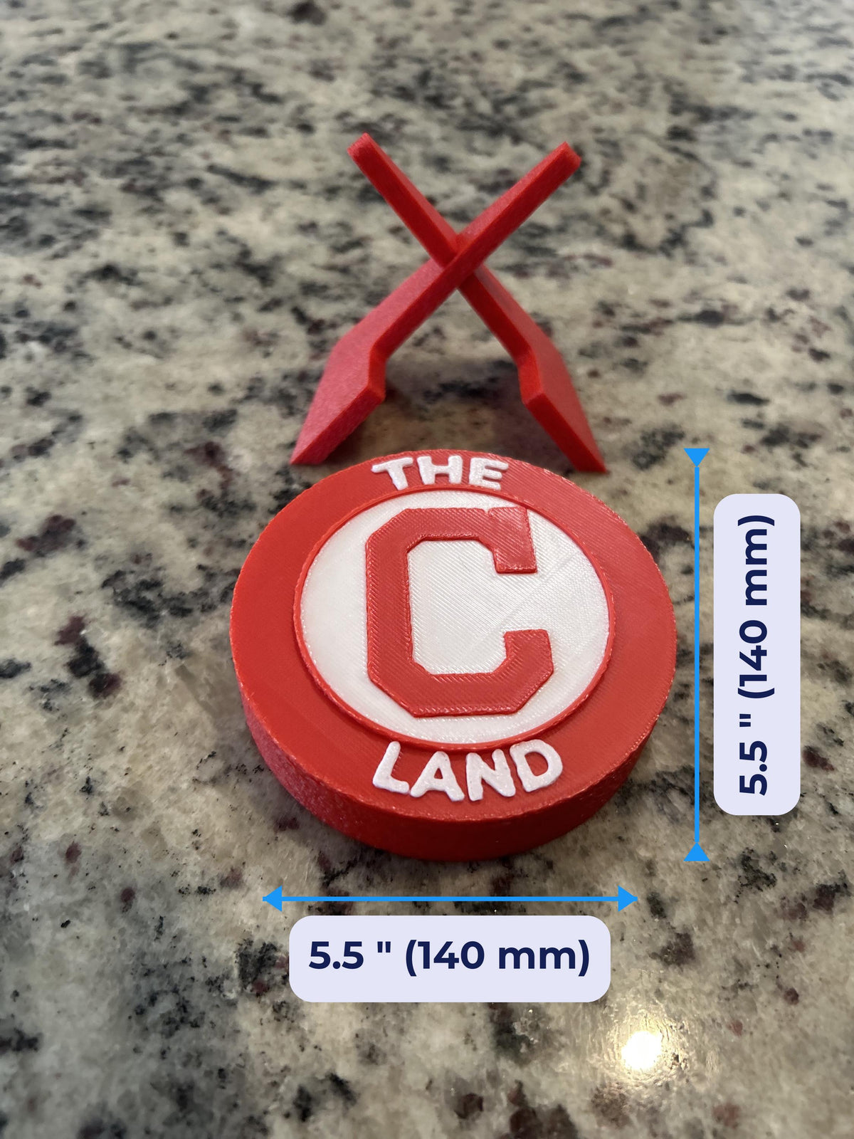 Size guide: cleveland round medallion is 5.5 inches (140 mm) across and about 1 inch (25 mm) deep on the stand