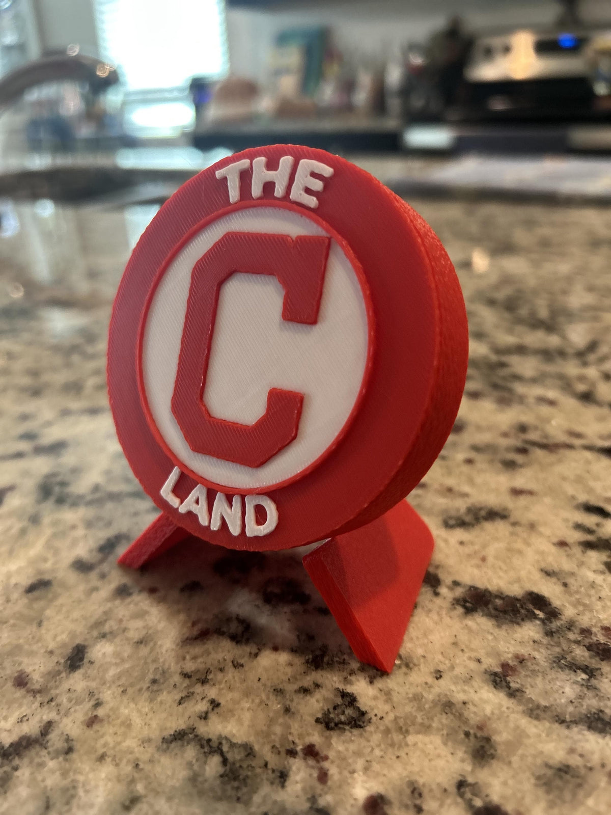 Cleveland Indians 3D printed round display medallion with stand and hidden stash boxThe Land MLB baseball fan gift, made in USA