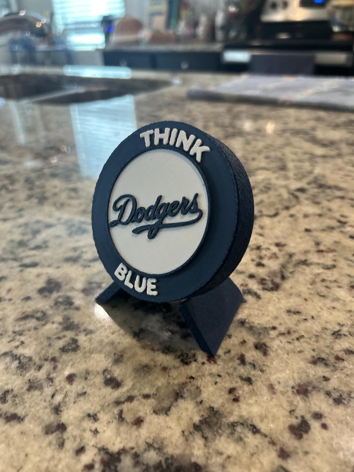 Los Angeles Dodgers 3D printed round display medallion with stand and hidden stash boxThink Blue MLB baseball fan gift, made in USA
