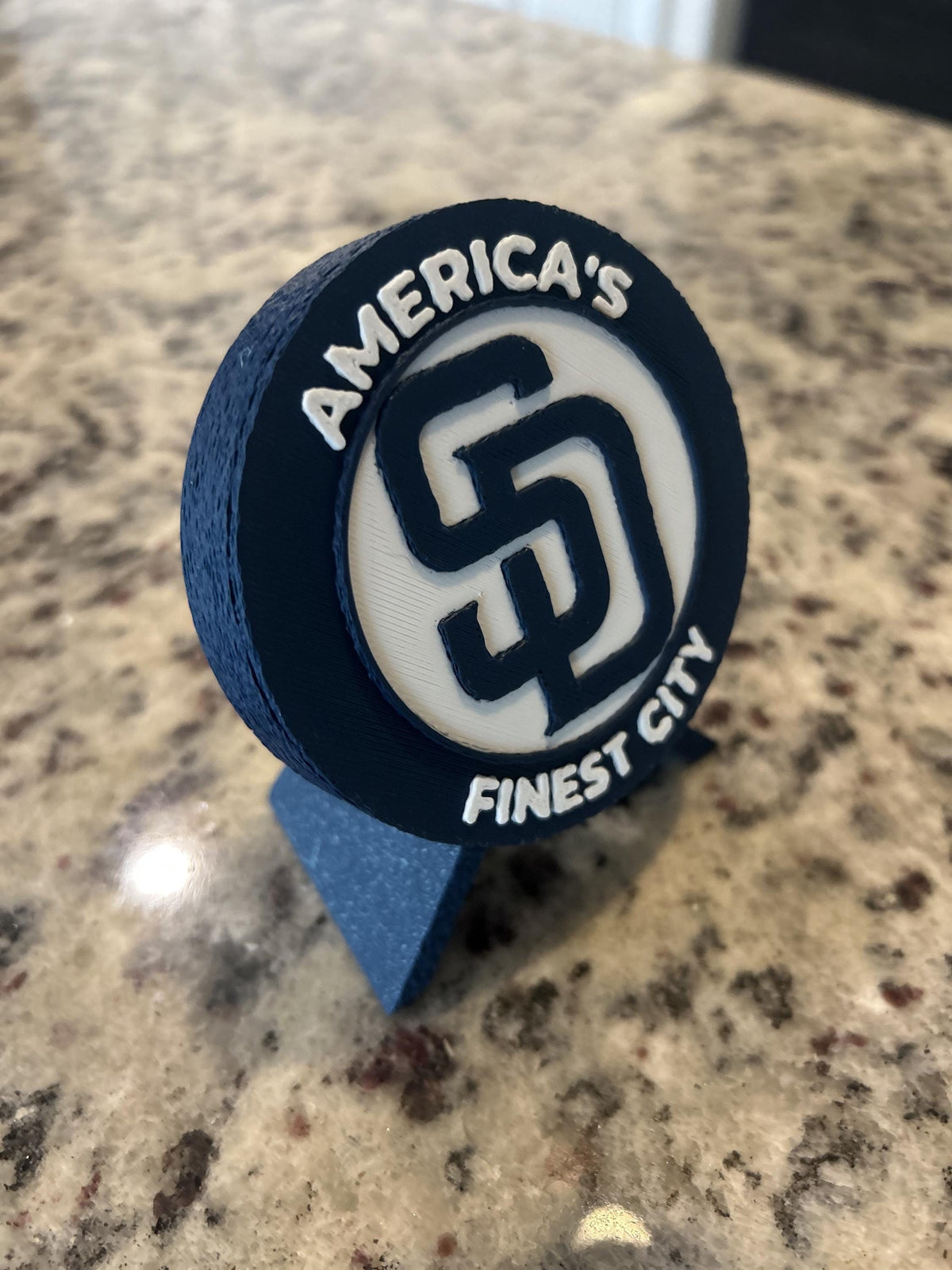 San Diego Padres 3D printed round display medallion with stand and hidden stash boxAmericas Finest City MLB fan gift, made in USA