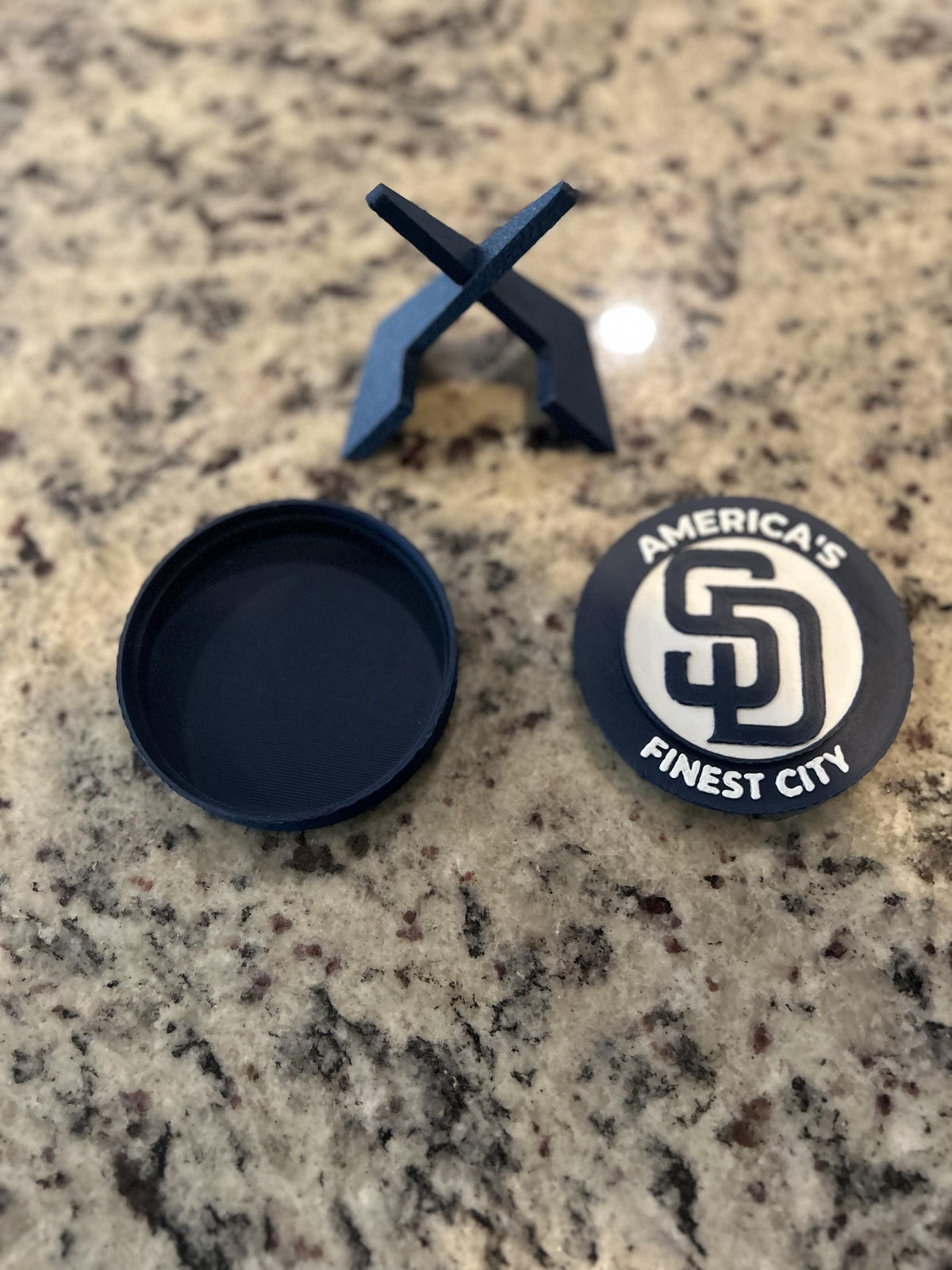 San Diego Padres 3D printed round display medallion with stand and hidden stash boxAmericas Finest City MLB fan gift, made in USA