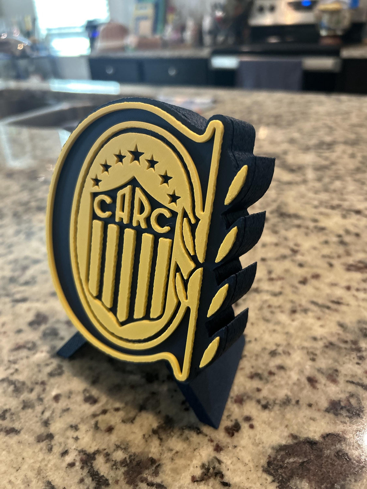 Rosario Central 3D printed escudo crest shield display with stand and hidden stash boxLos Canallas soccer fan gift, made in USA