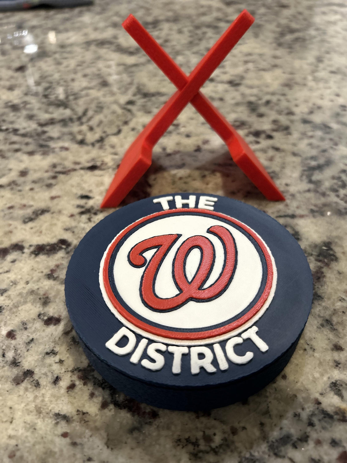 Washington Nationals 3D printed round display medallion with stand and hidden stash boxThe District MLB baseball fan gift, made in USA