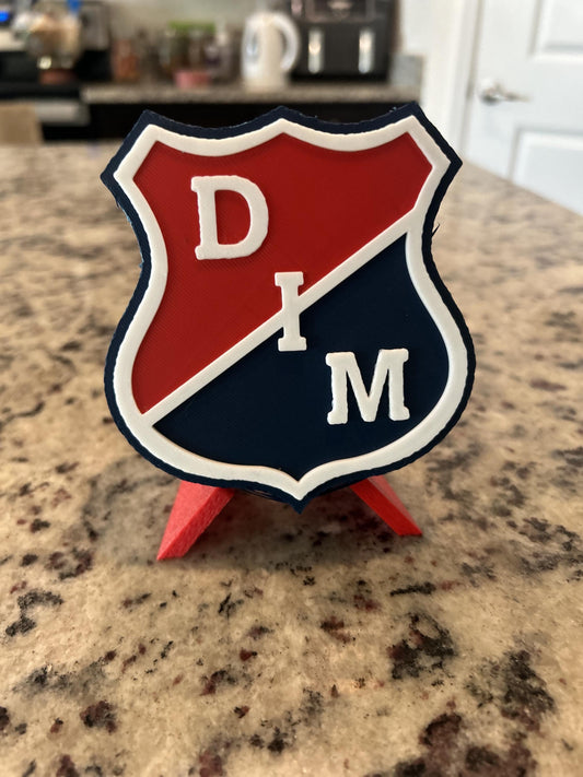Independiente Medellin DIM 3D printed escudo crest display with stand and hidden stash boxEl Poderoso Colombian soccer fan gift, made in USA