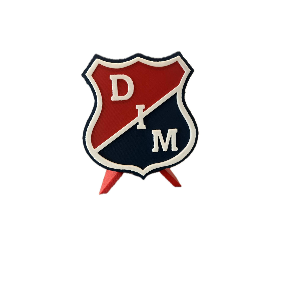 Independiente Medellin DIM 3D printed escudo crest display with stand and hidden stash boxEl Poderoso Colombian soccer fan gift, made in USA