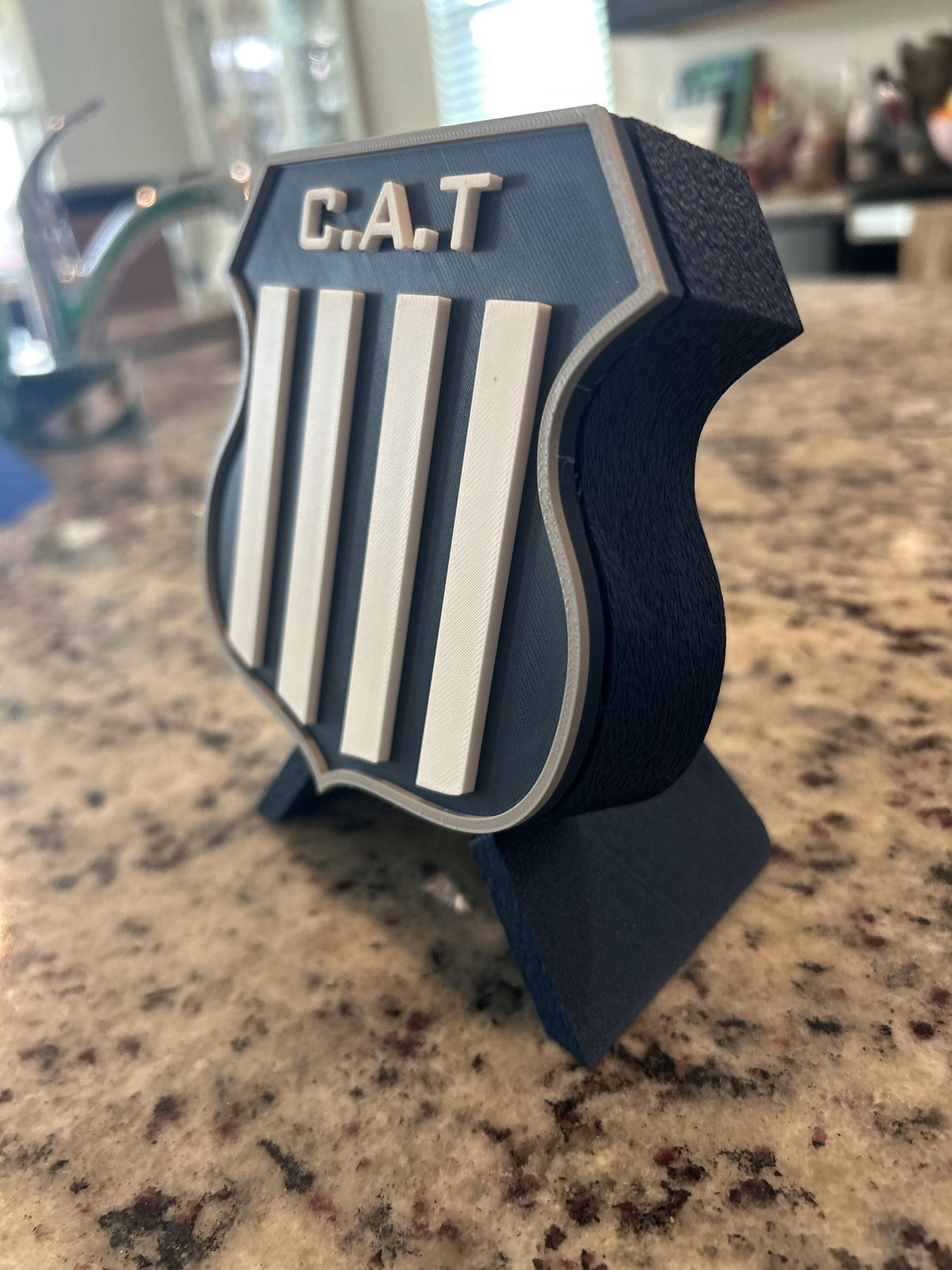 Talleres de Cordoba 3D printed escudo crest display with stand and hidden stash boxLa T El Matador Argentine soccer fan gift, made in USA