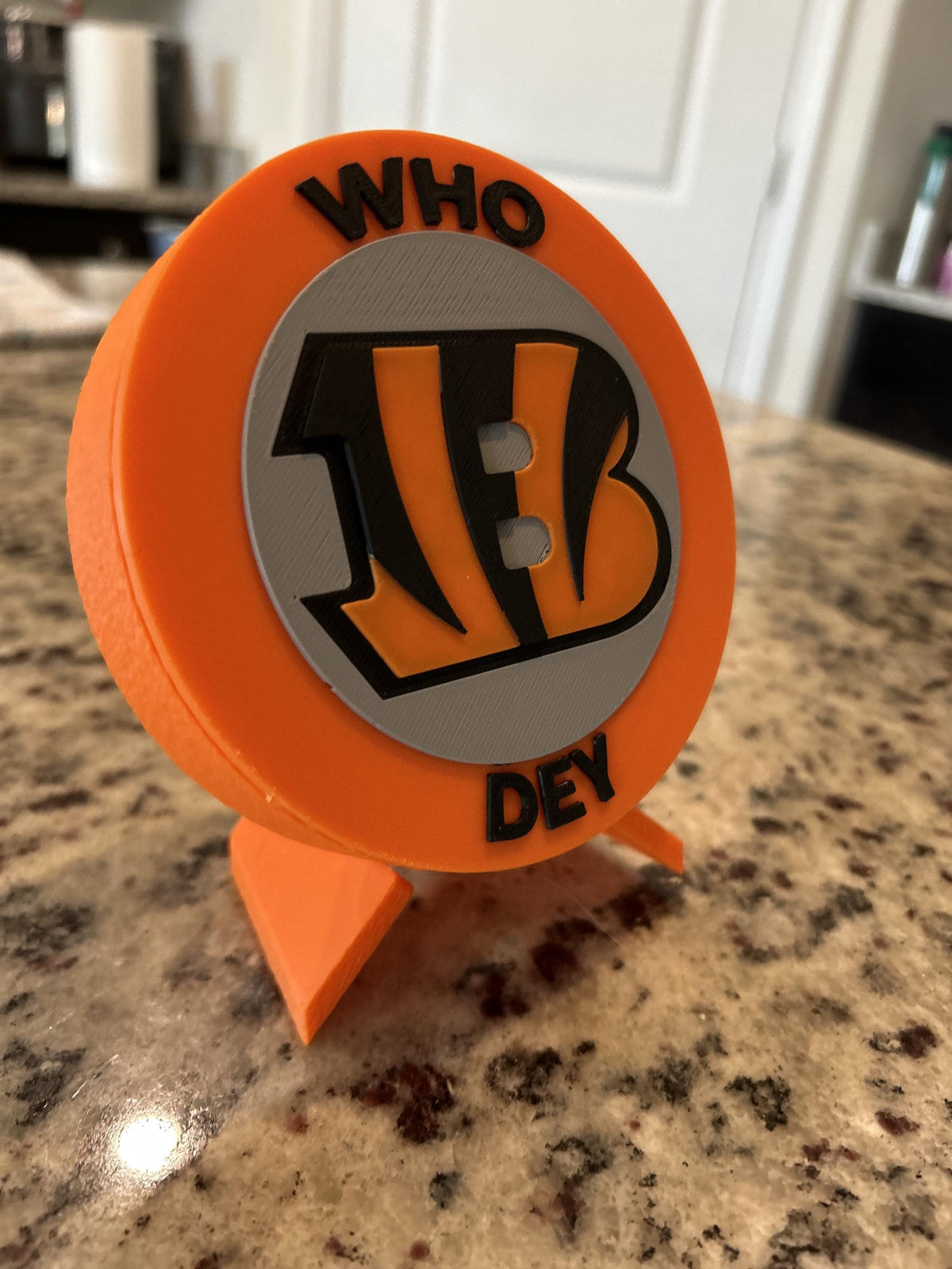Cincinnati Bengals 3D printed round display medallion with stand and hidden stash boxWho Dey NFL fan gift, made in USA
