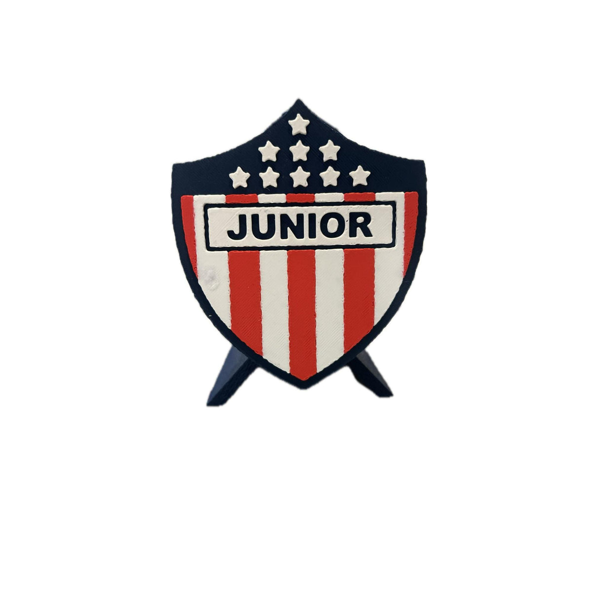 Junior de Barranquilla 3D printed escudo display with stand and hidden stash boxTiburones Colombian soccer fan gift, made in USA