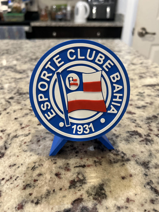 Esporte Clube Bahia 3D printed round display medallion with stand and hidden stash boxTricolor Baiano Brazilian soccer fan gift, made in USA
