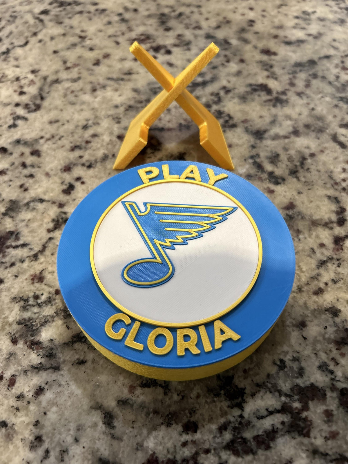 St Louis Blues 3D printed round display medallion with stand and hidden stash boxPlay Gloria NHL hockey fan gift, made in USA