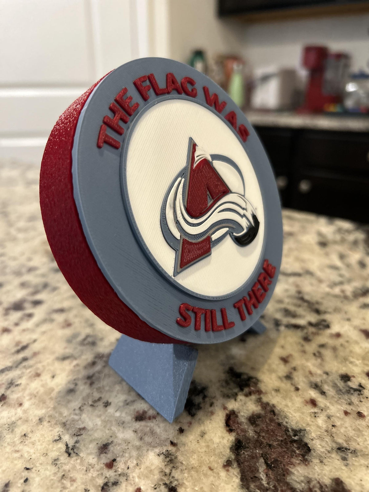 Colorado Avalanche 3D printed round display medallion with stand and hidden stash boxGo Avs NHL hockey fan gift, made in USA