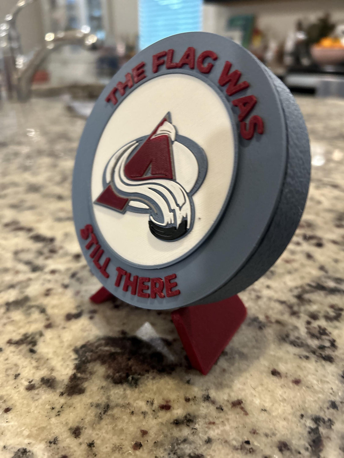 Colorado Avalanche 3D printed round display medallion with stand and hidden stash boxGo Avs NHL hockey fan gift, made in USA