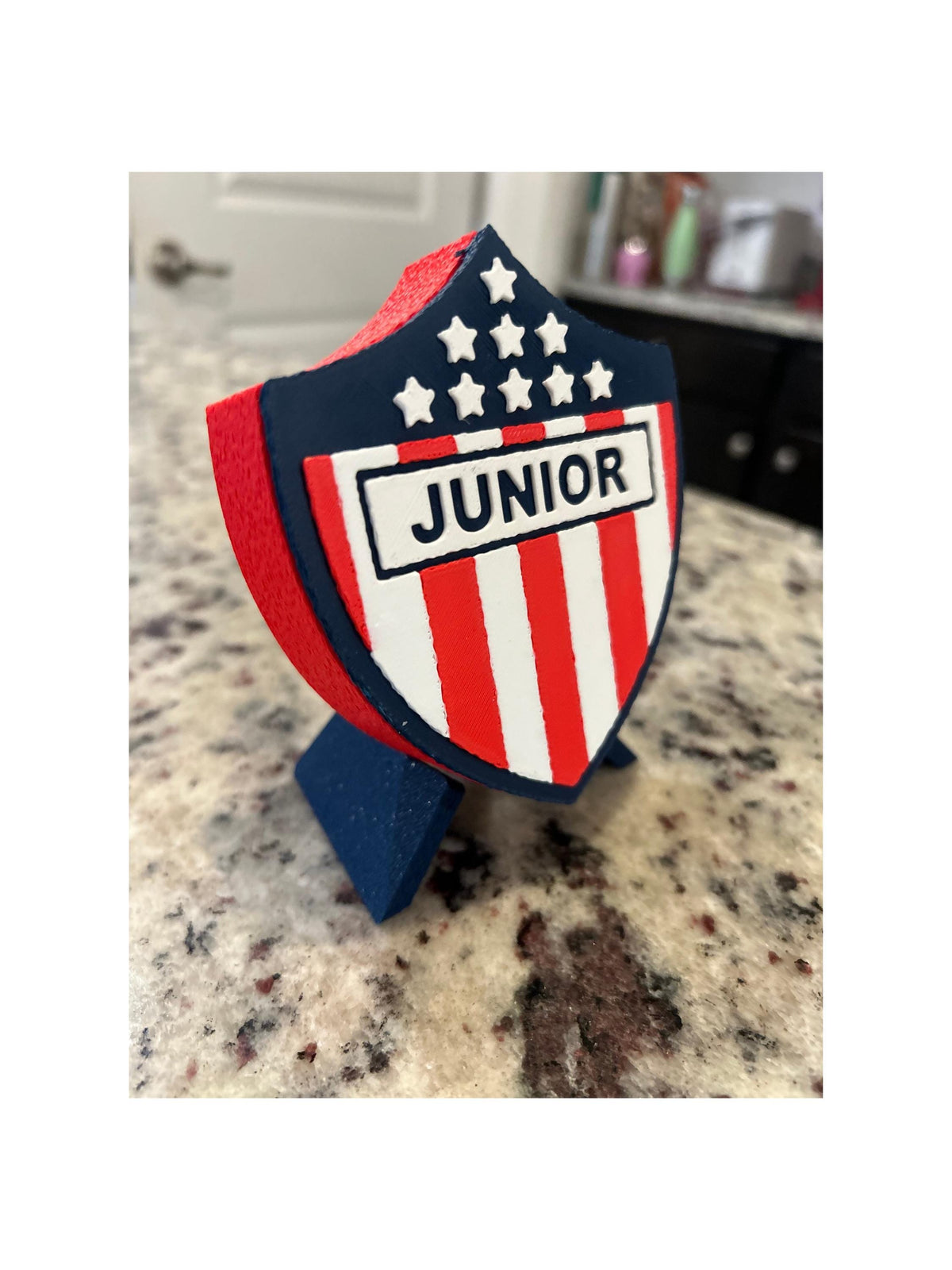 3D Printed Junior de Barranquilla Crest Display | Colombian Soccer Fan Stash Box (14cm)