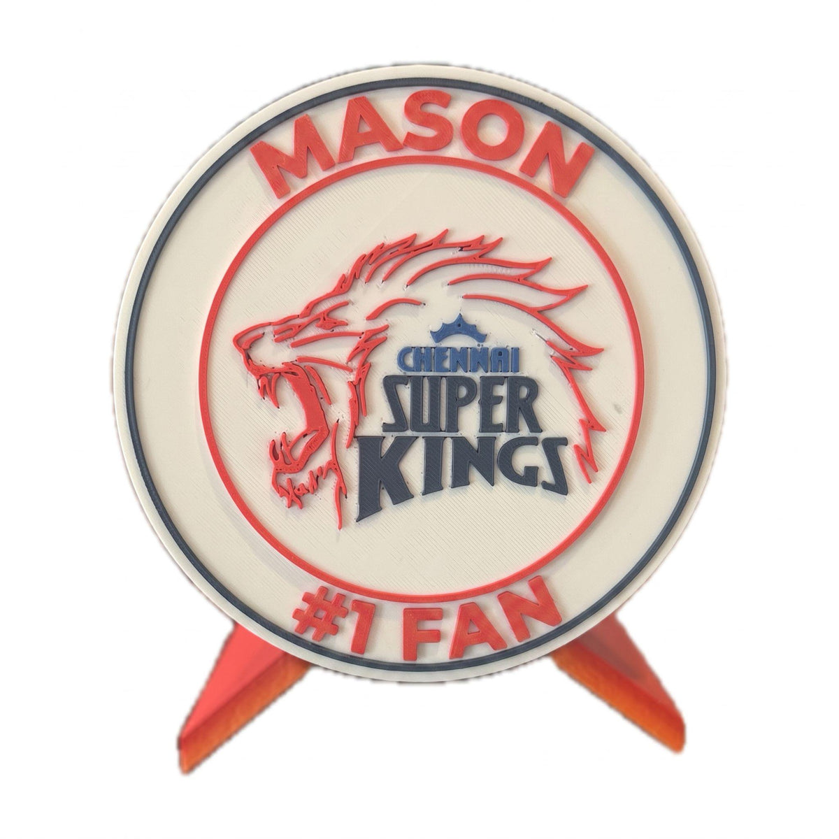 Chennai Super Kings 3D printed medallion personalized example with a custom name on the frontfan gift, made in USA