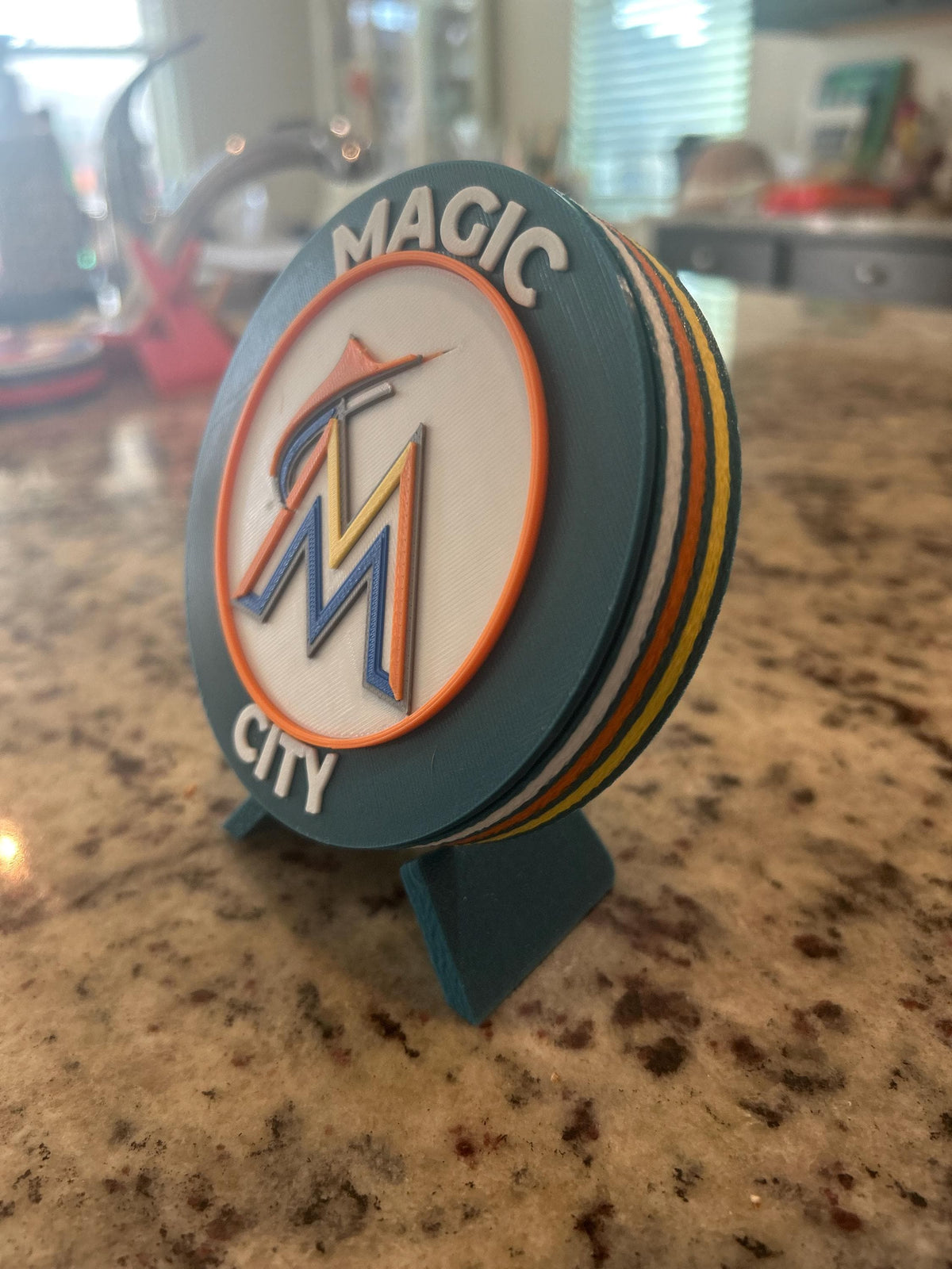 3D Printed Miami Marlins Desk Display | MLB Fan Keepsake Stash Box (Magic City)