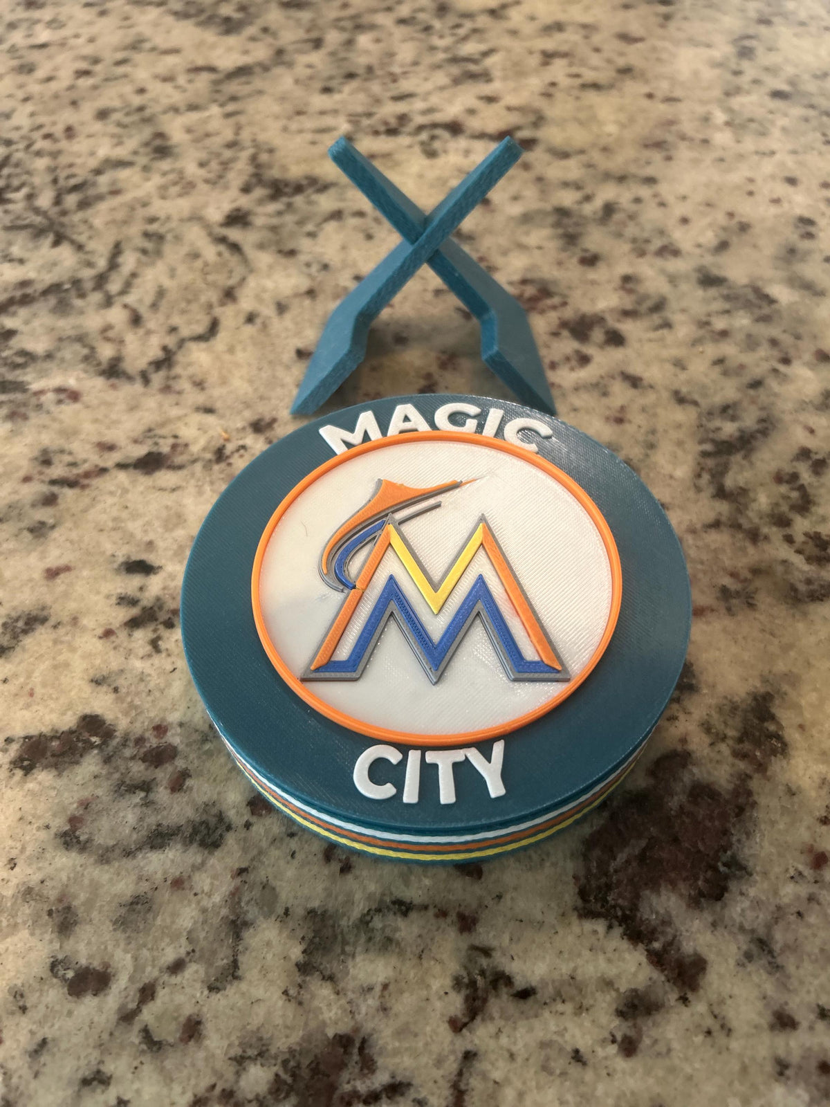3D Printed Miami Marlins Desk Display | MLB Fan Keepsake Stash Box (Magic City)