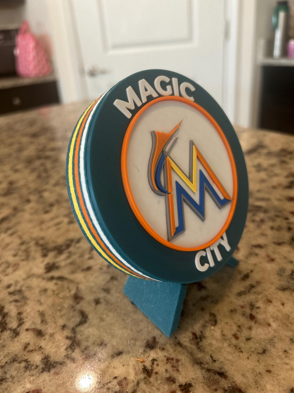 3D Printed Miami Marlins Desk Display | MLB Fan Keepsake Stash Box (Magic City)