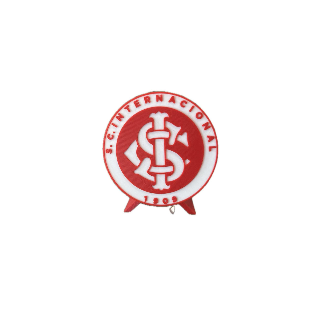 SC Internacional 3D printed round display medallion with stand and hidden stash box, presente torcedor Colorado, Brazilian soccer fan gift made in USA